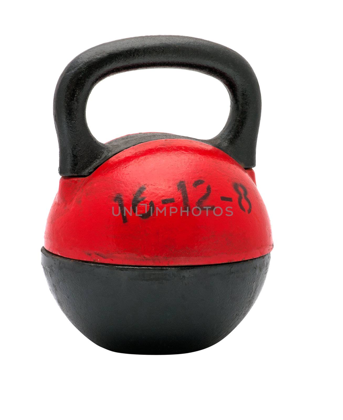 The black-red dismountable weight it is isolated on a white background.