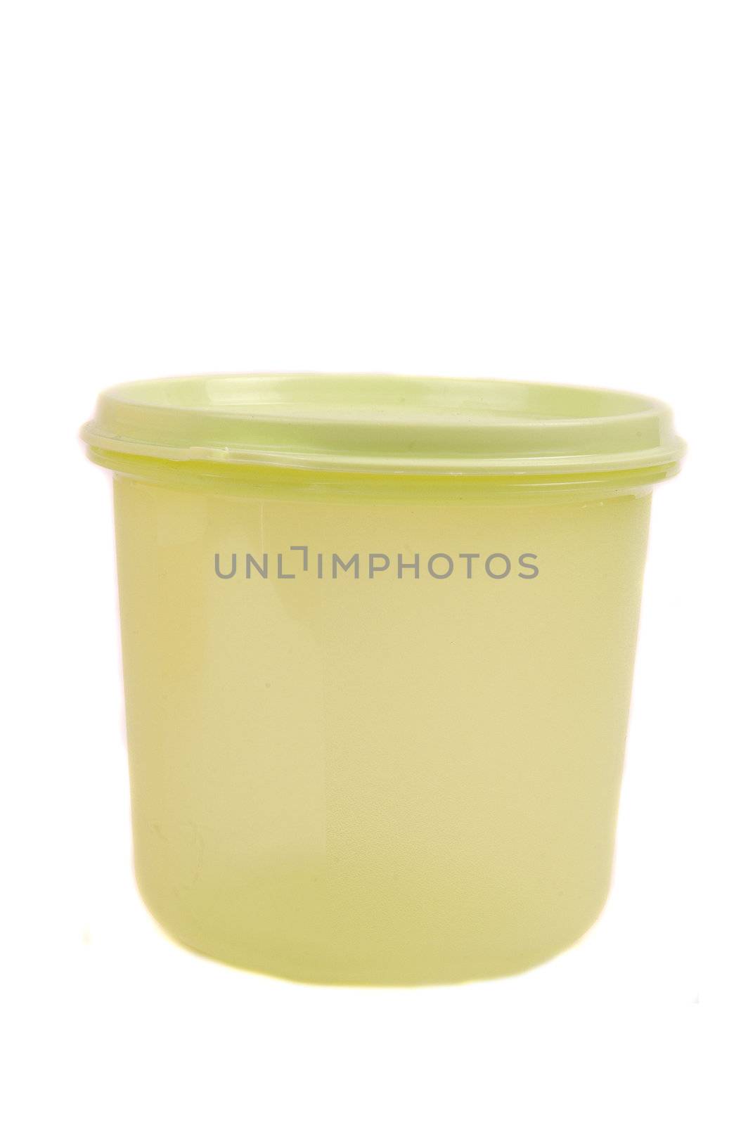green storage plastic containers isolated on white background