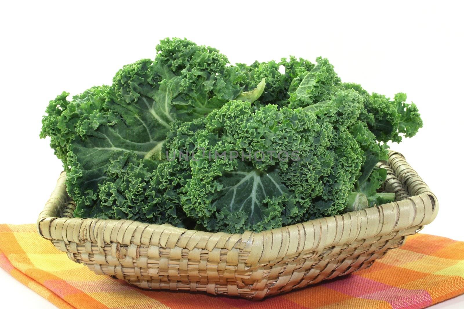 fresh green kale on a white background