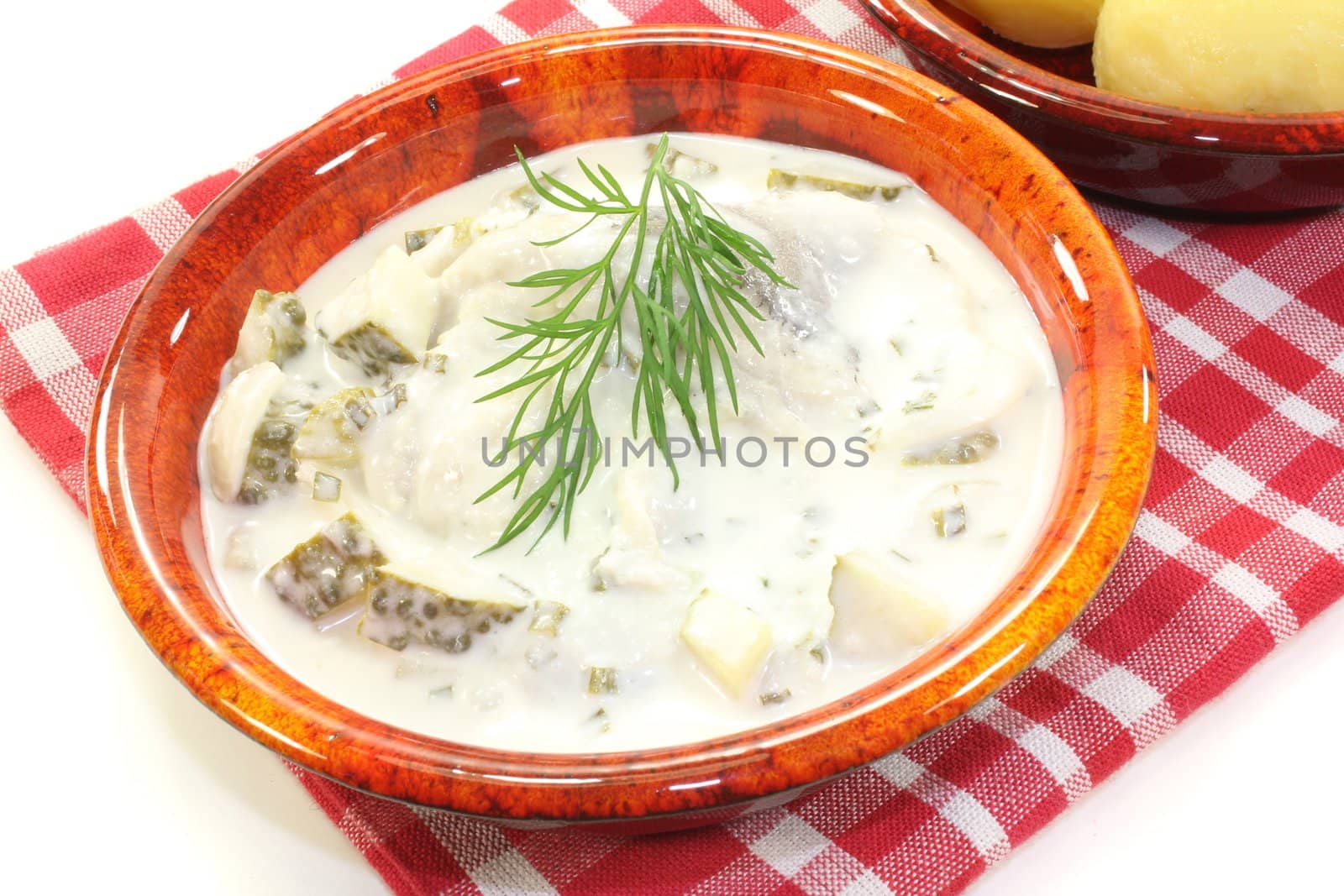 marinated Cream herring with jacket potatoes, apple and fresh dill