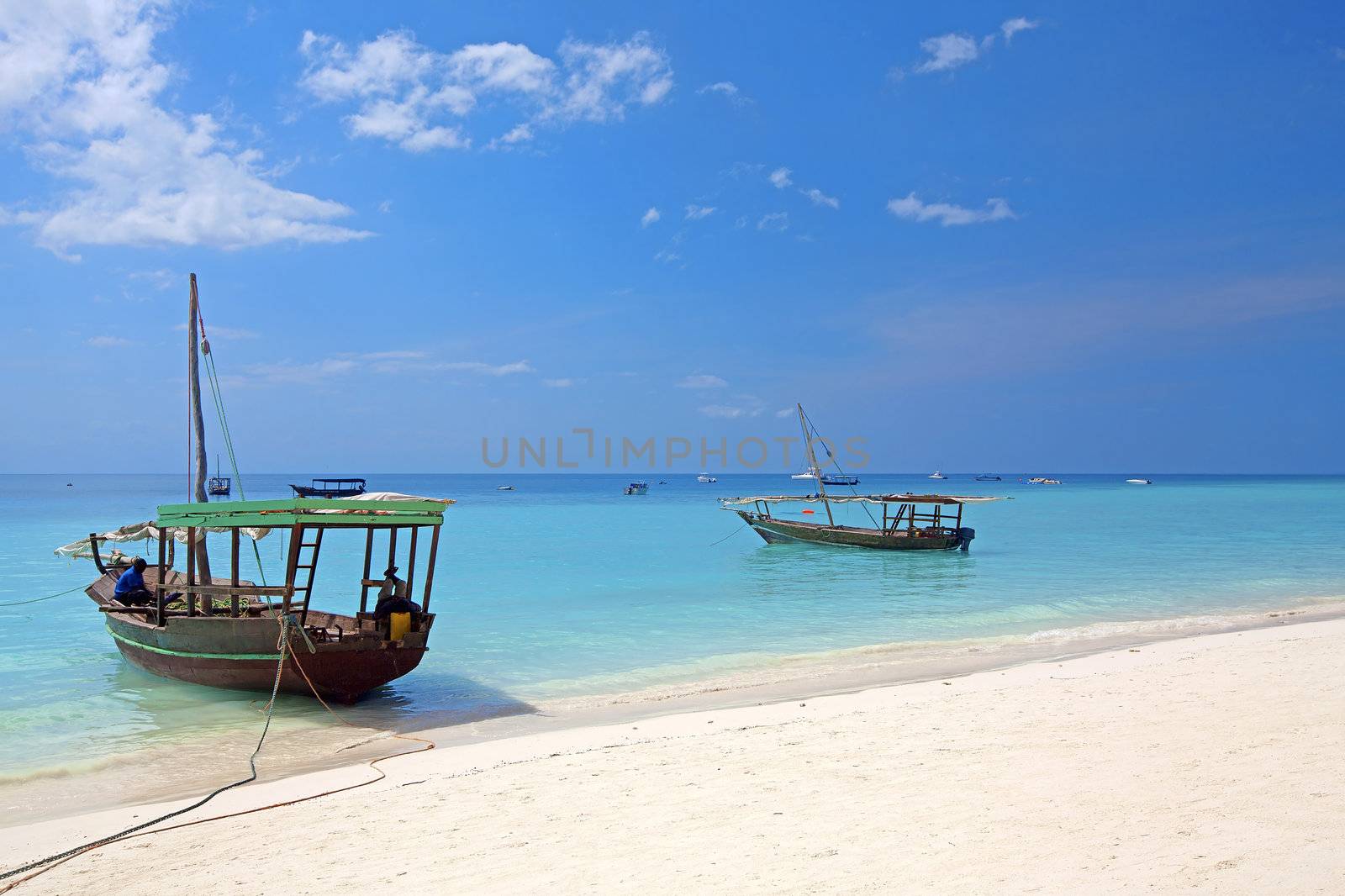 Crystal clear waters at Zanzibar beach in Tanzania