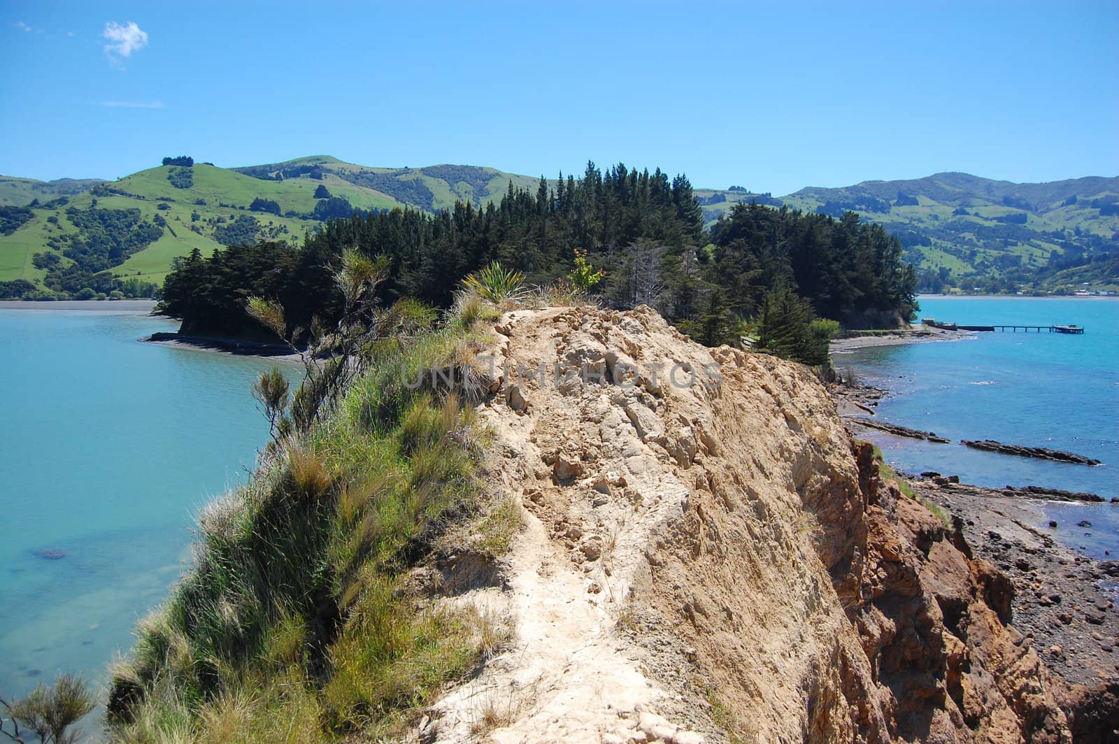 Onawe peninsula near Akaroa town, New Zealand