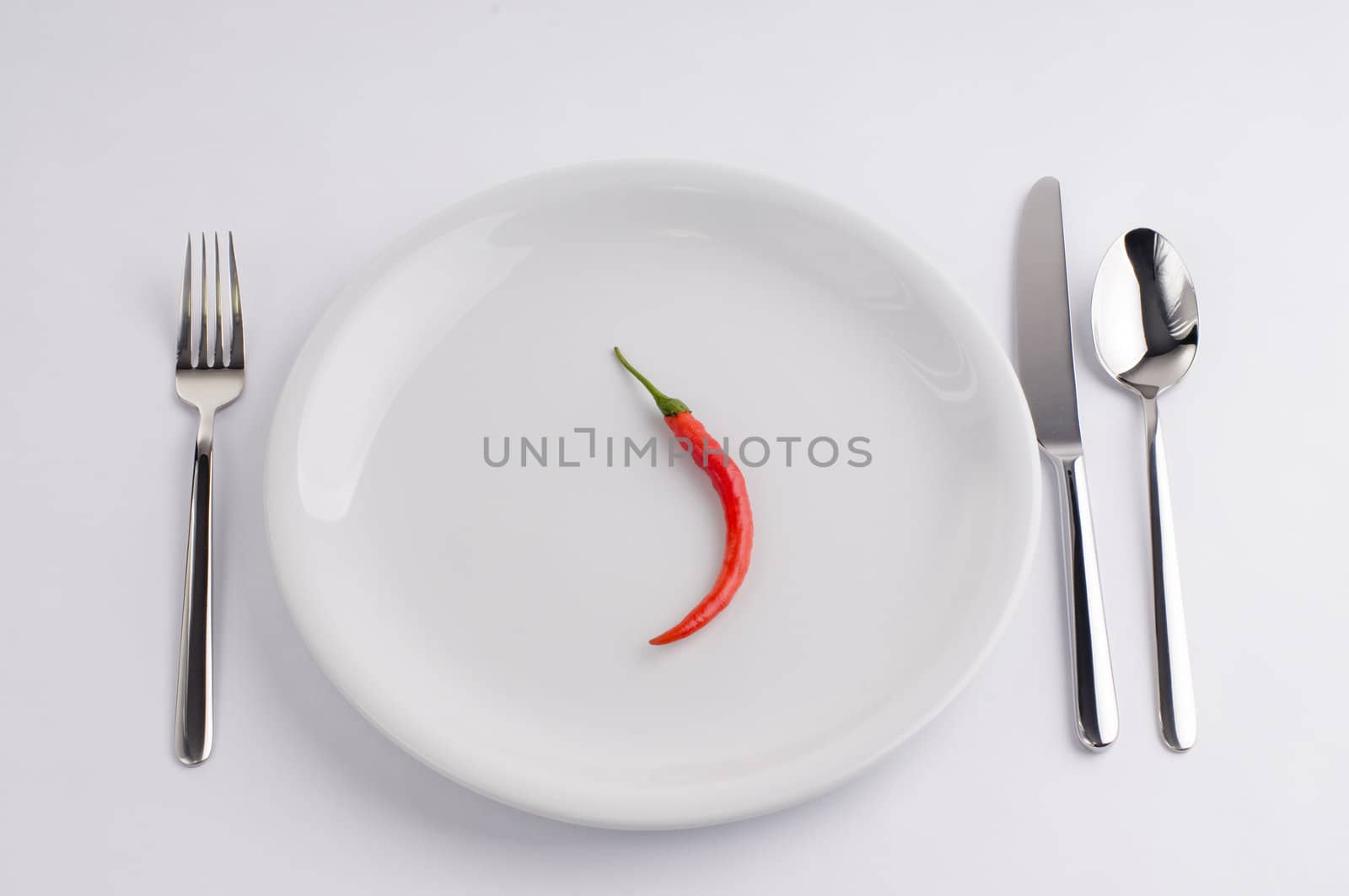 Hot pepper on white china plate
