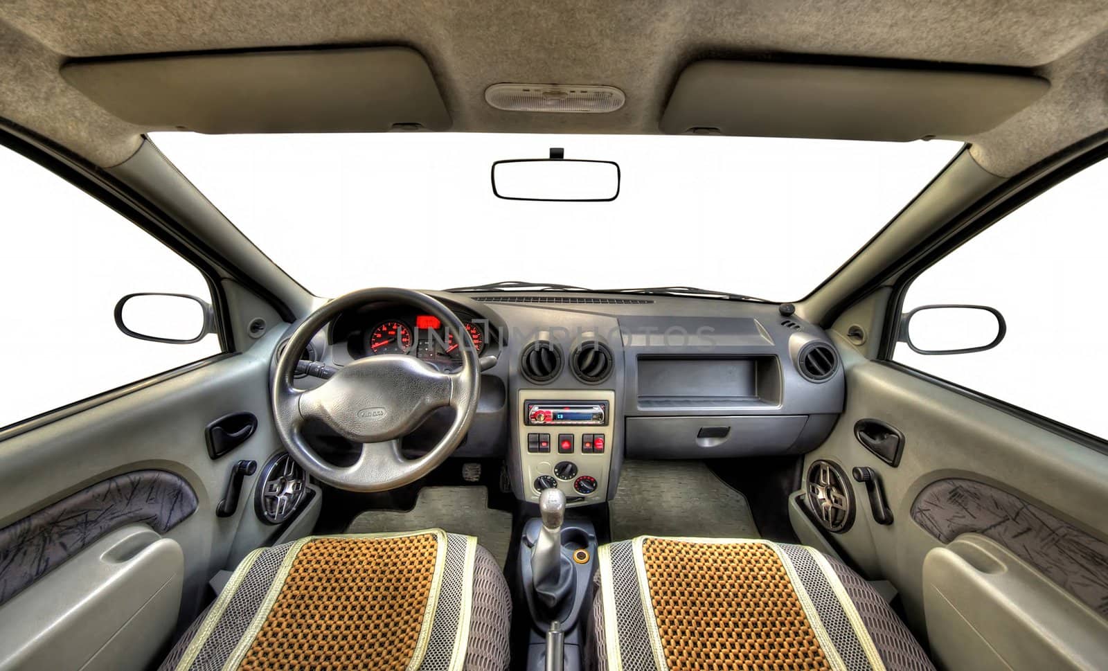wide car interior with isolated windows for montage