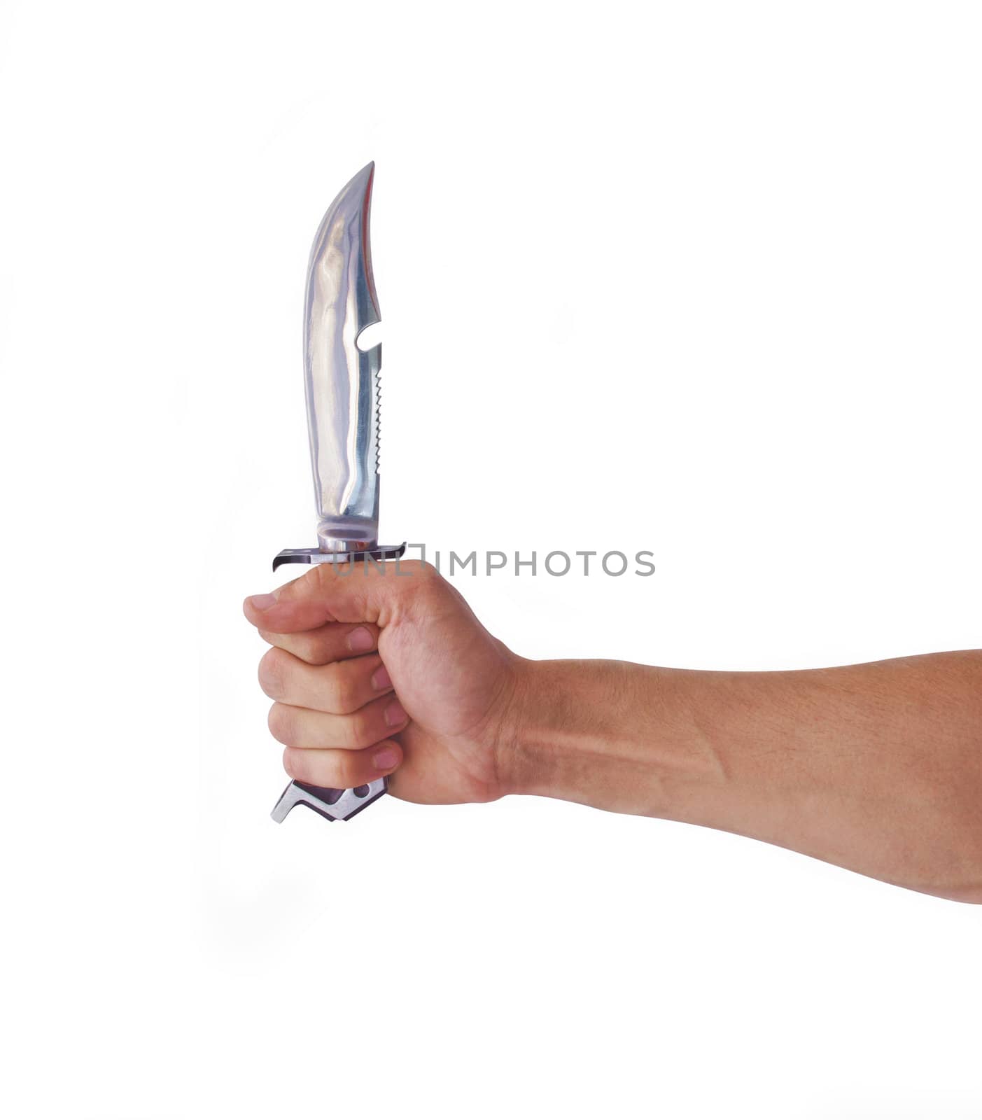 hand holding knife isolated
