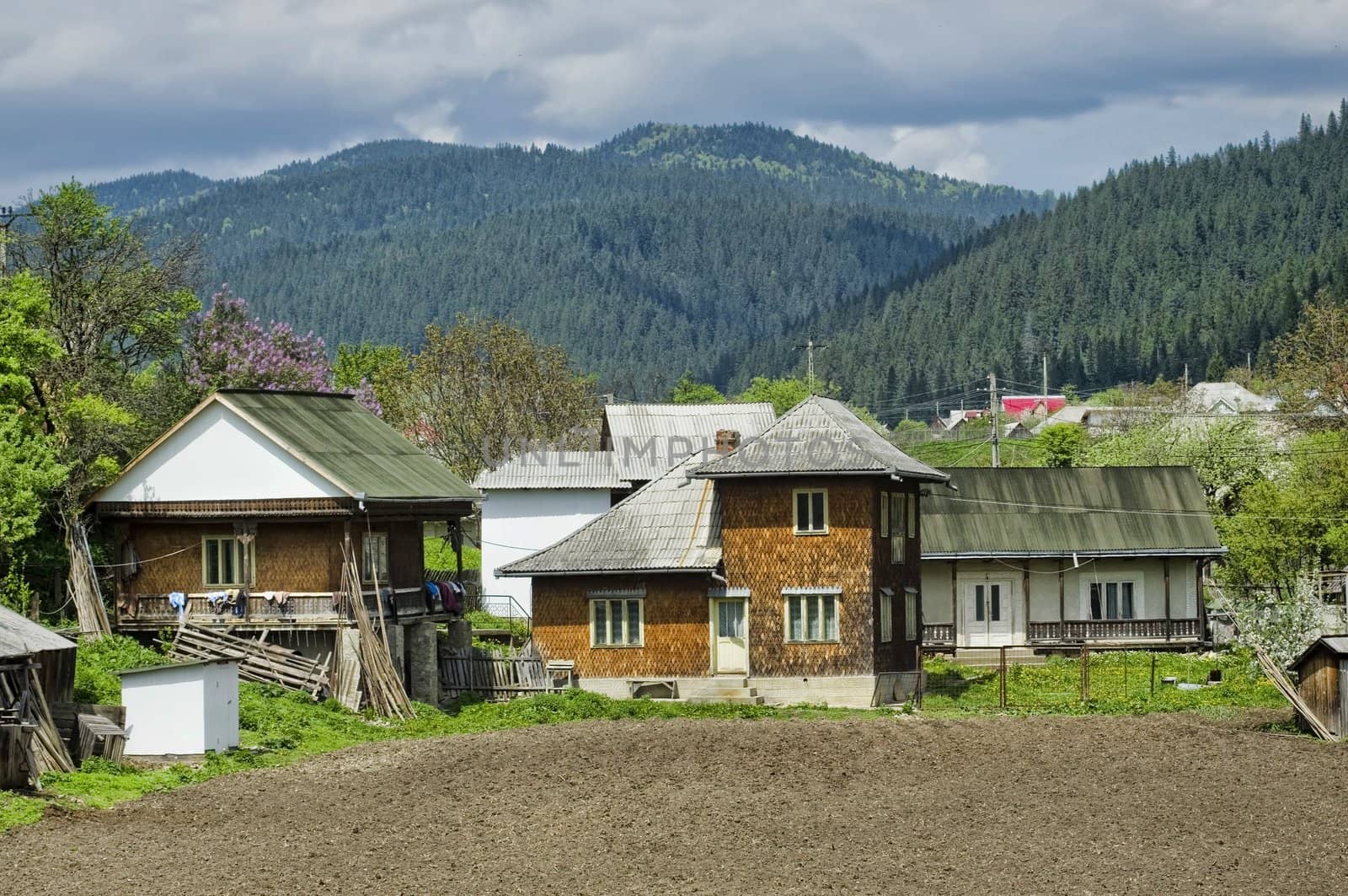 village household in spring, Romania 