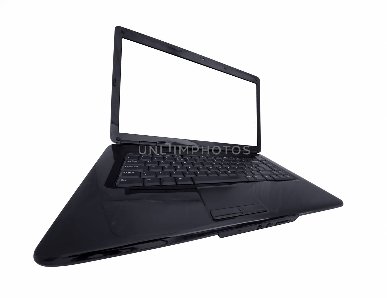 abstract wide view of laptop computer isolated on white