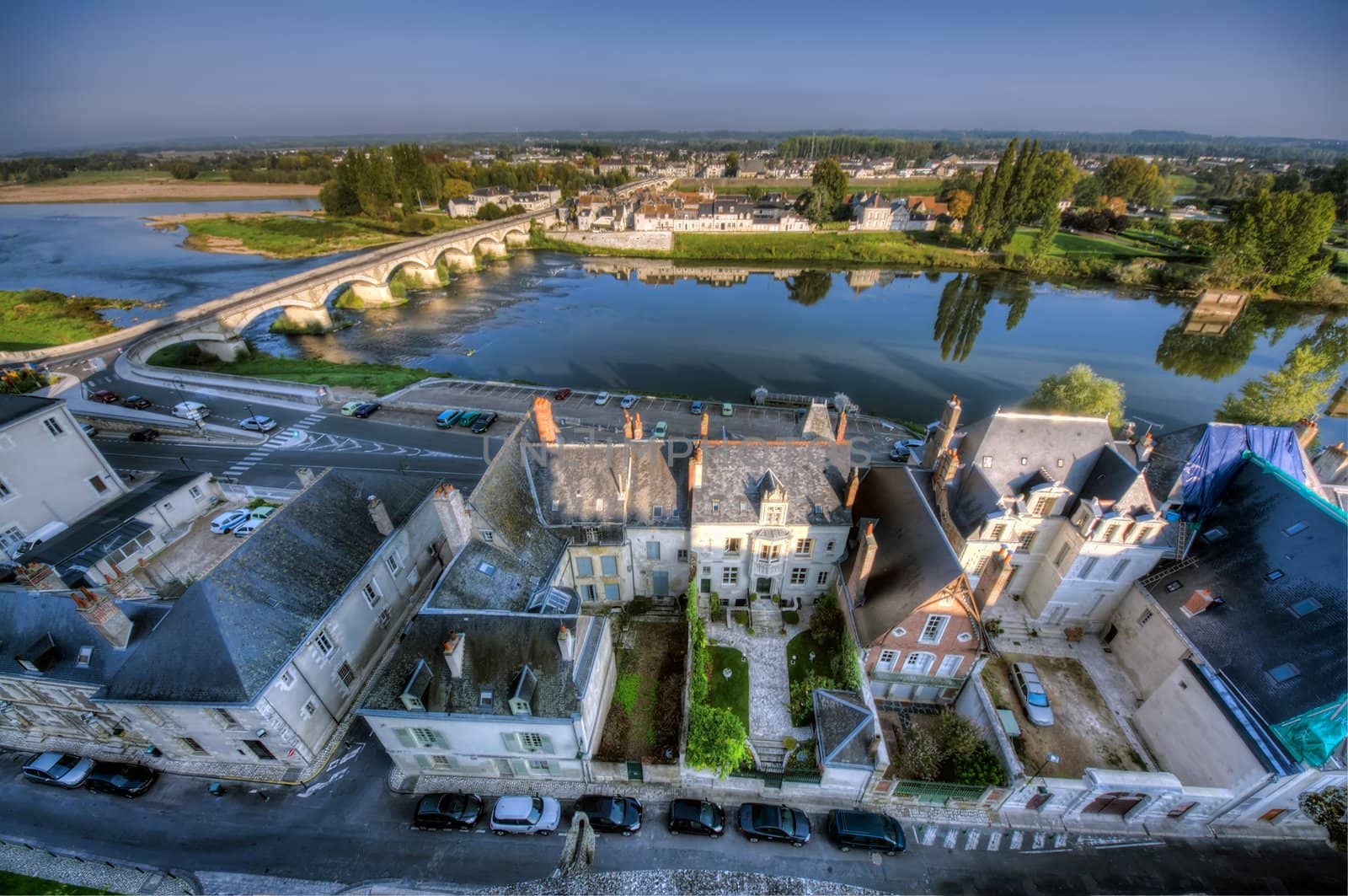 view from Amboise castle to Loire Valley, France