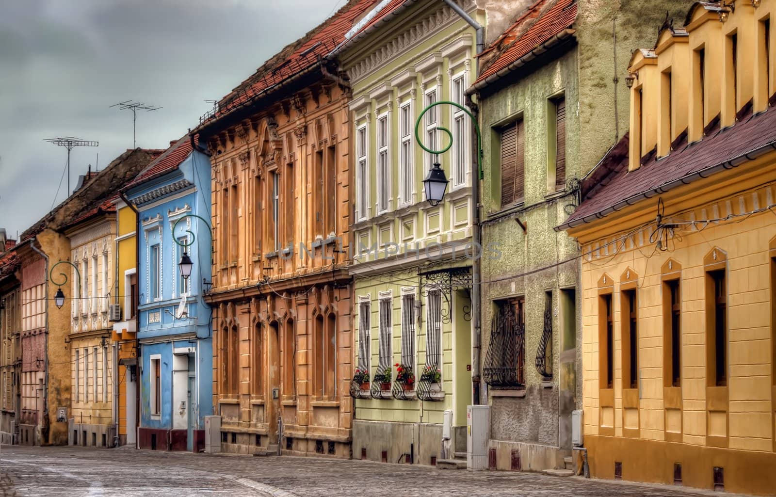 Brasov city houses in colors, Romania