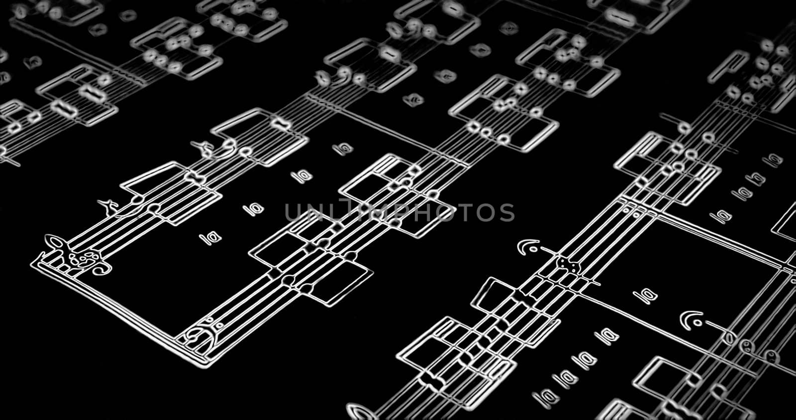 abstract music notes sheet on black background