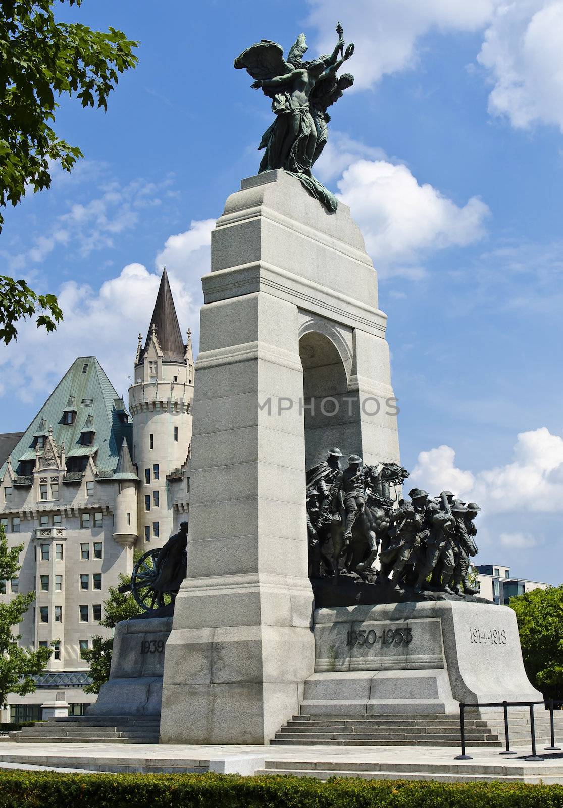 The National War Memorial (also known as The Response), is a granite cenotaph with bronze sculptures, that stands in Confederation Square, Ottawa, Canada and serves as the federal war memorial for Canada.