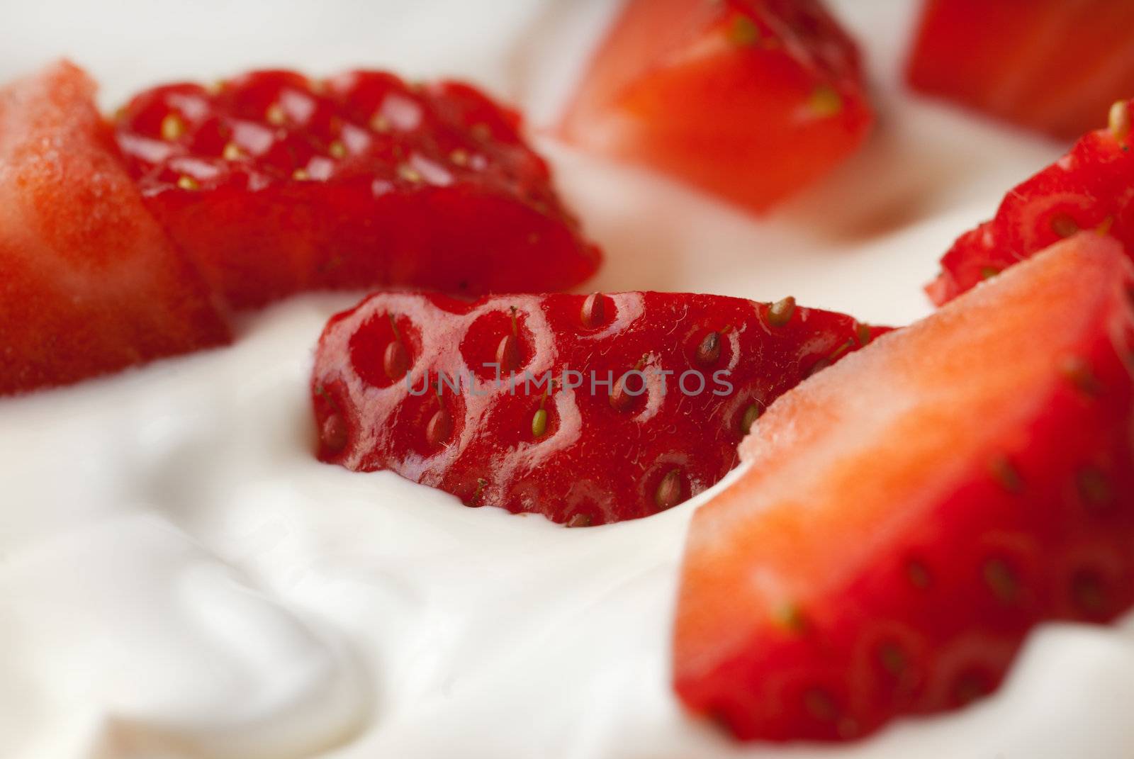 Closeup of refreshing snack with strawberries