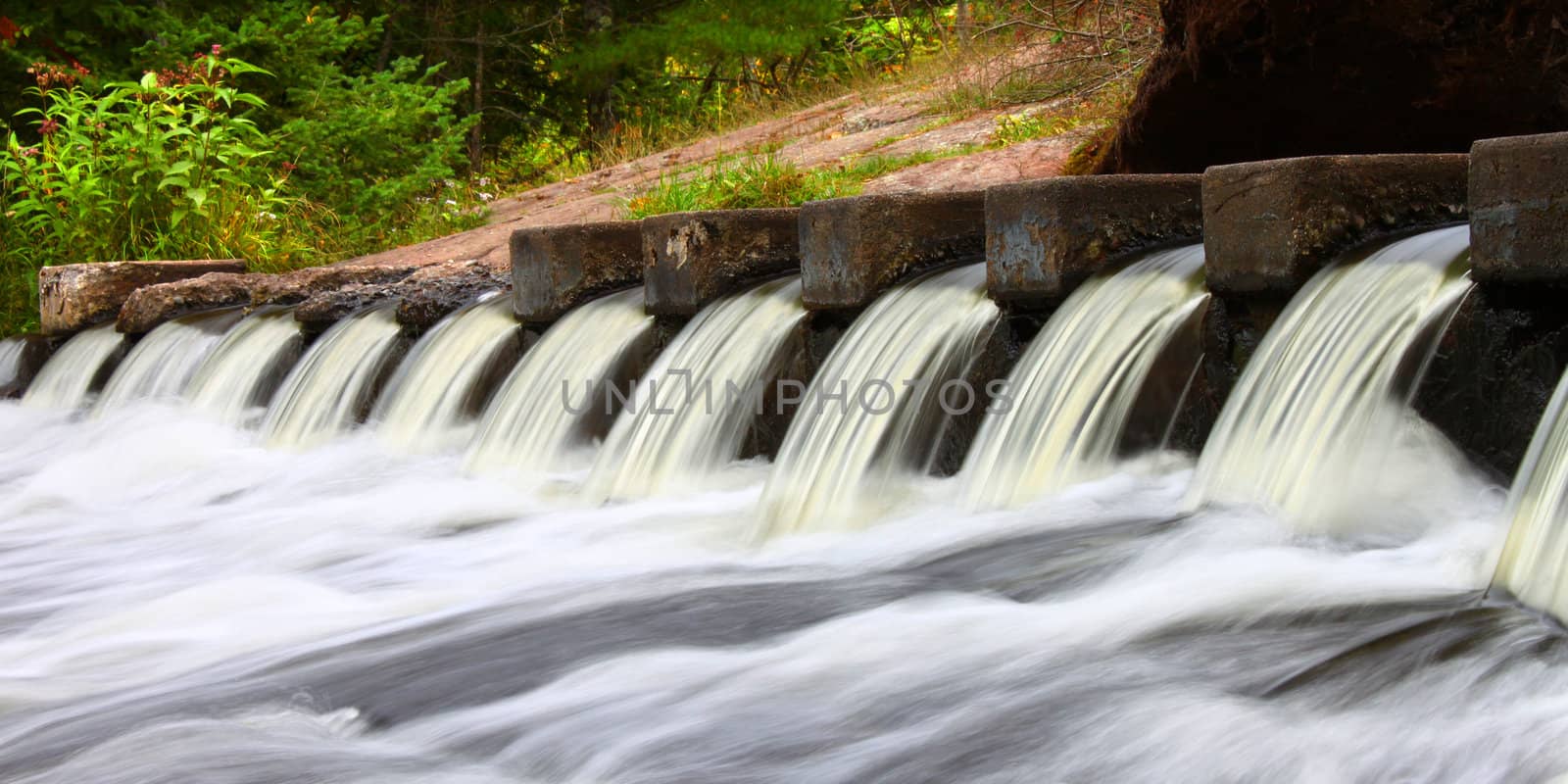 Cascades of water at the Bond Falls Scenic Site in Michigan.