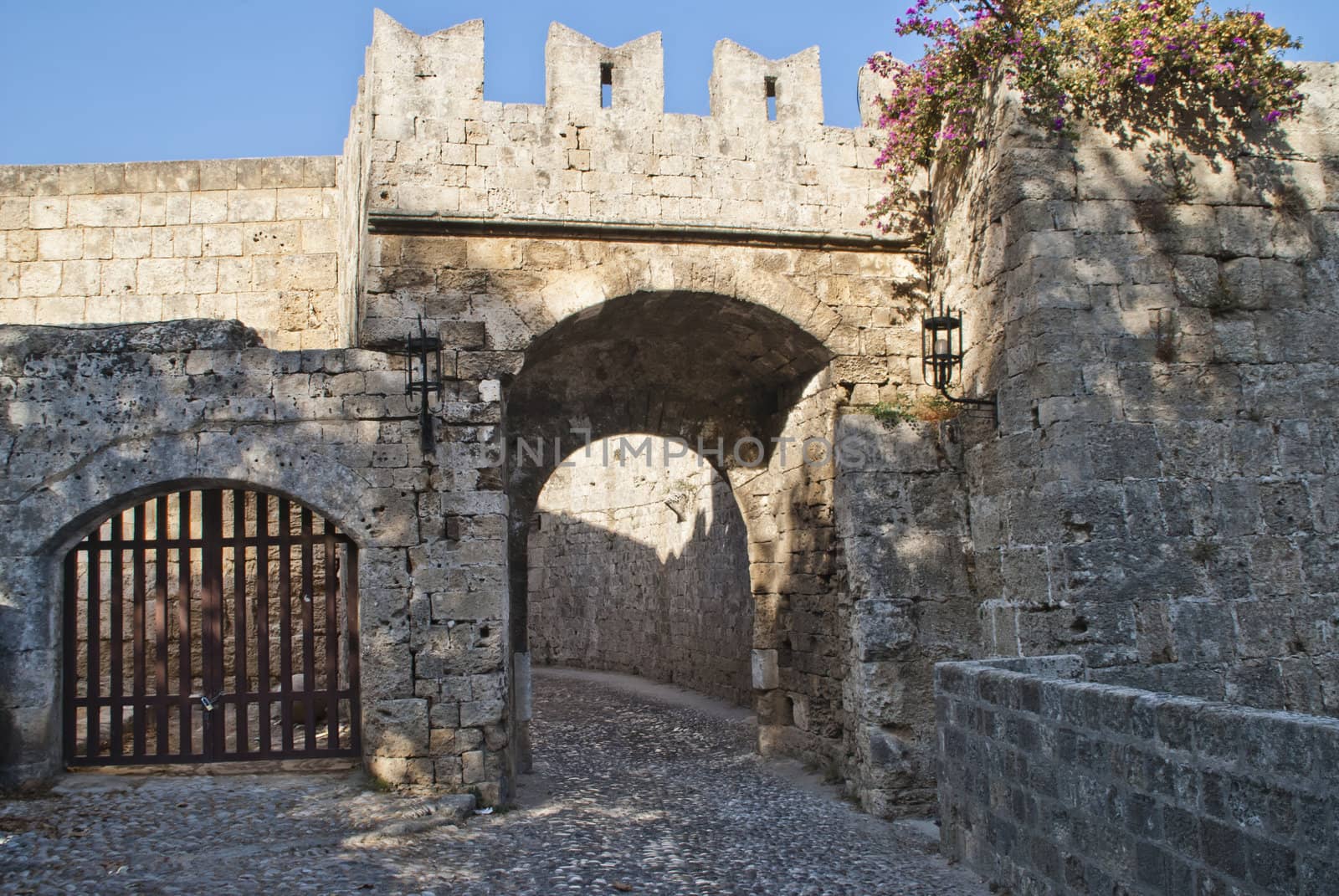 there are endless with brick walls in the old town of rhodes and picture shows some of those. picture is shot on vacation in rhodes autumn 2012