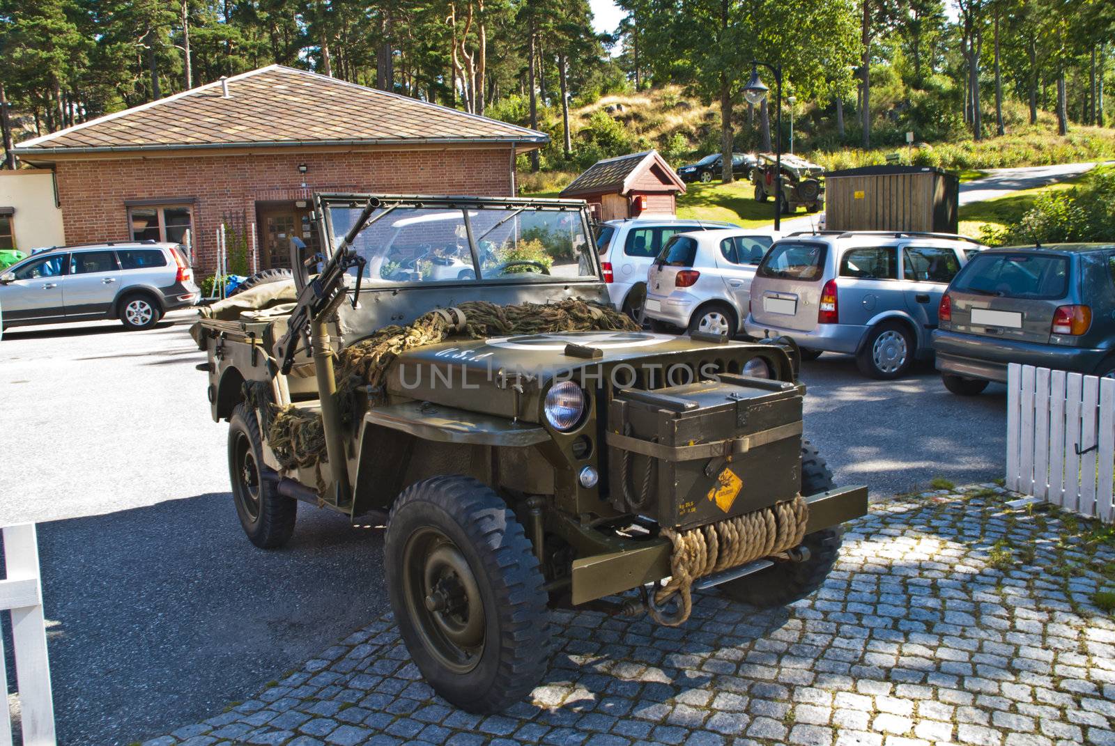 perhaps the most famous us army vehicle of wwII is the 1/4 ton 4 x 4 truck, it was nicknamed the "Jeep" after the early minneapolis-moline prime movers of the late 30's, many believe the name "Jeep" to be derived from the us army designation of the vehicle as general purpose or gp, the usage of "Jeep" predates the introduction of the well know 4 x 4, image is shot at fredriksten fortress in halden