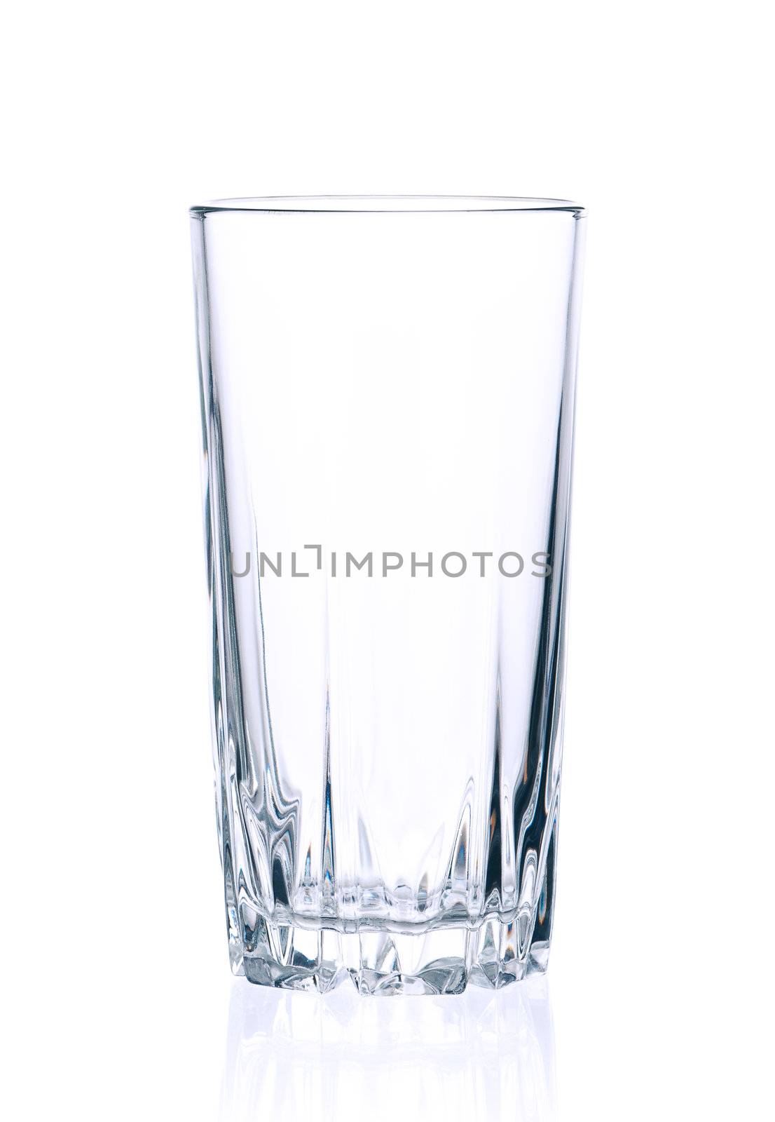 Empty glass for water, juice or milk on white background