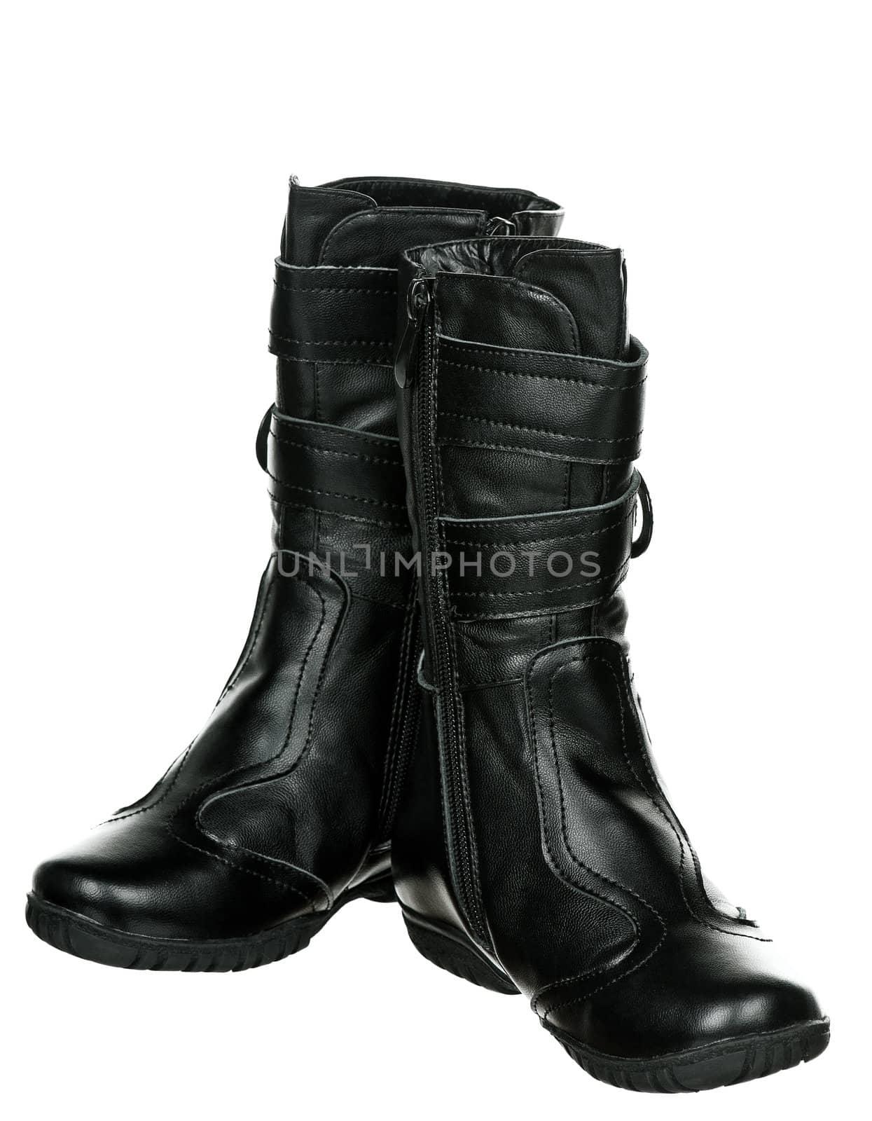 New boots children fashion on white background