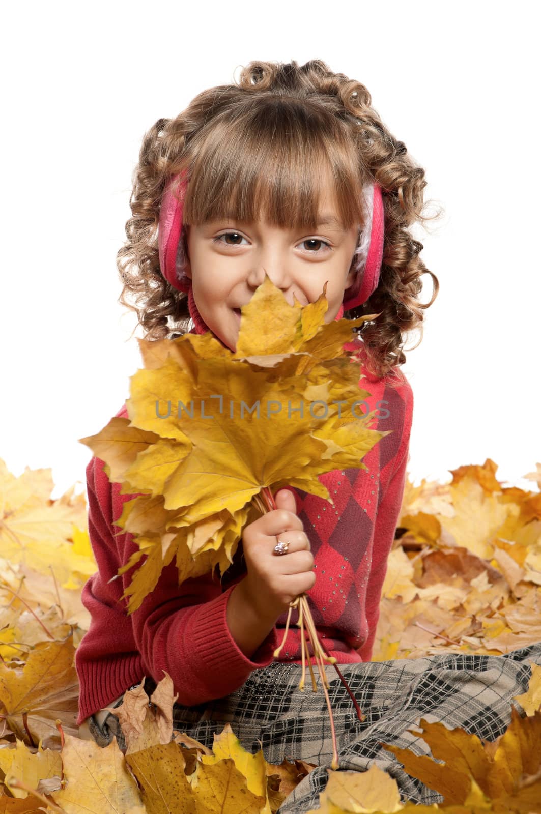 Portrait of a little girl posing on white background