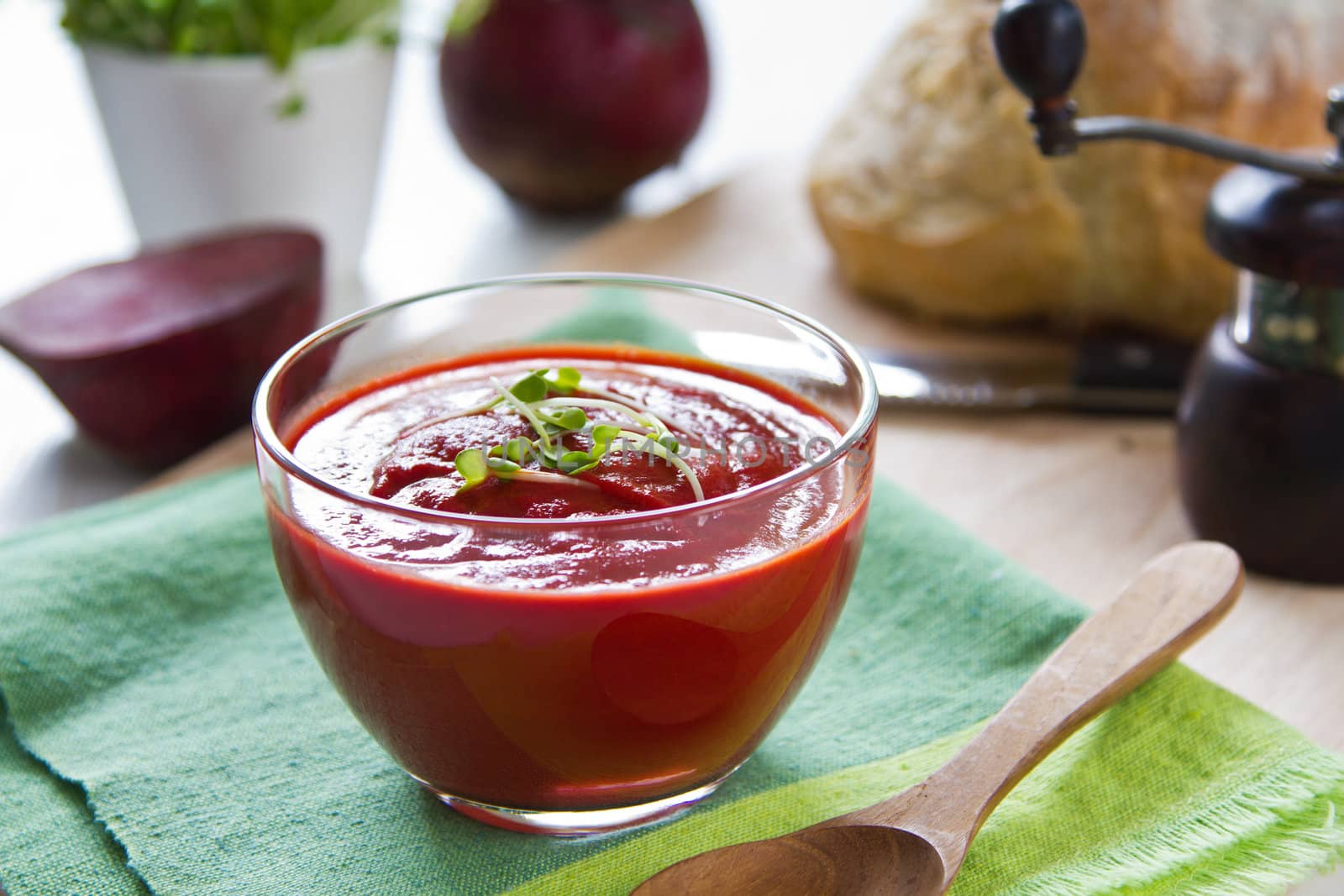 Beetroot with carrot and tomato soup