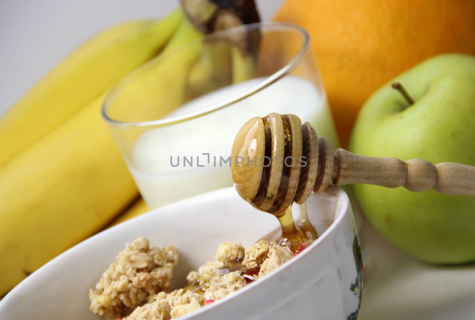 Muesli with honey and fruits