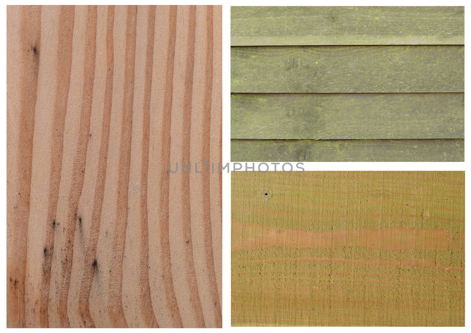 three wood textures background in one picture