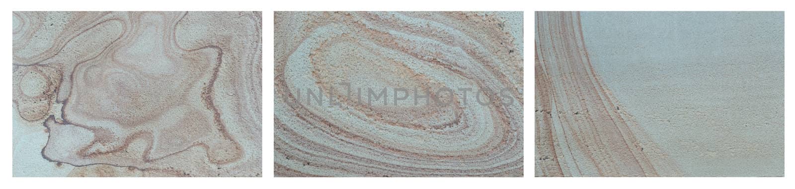 three different of rock pattern on white background