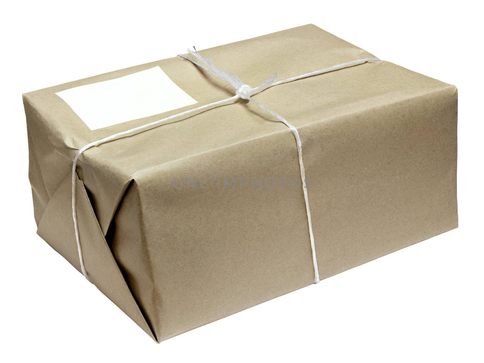 cardboard parcel parcel tied with string by Plus69