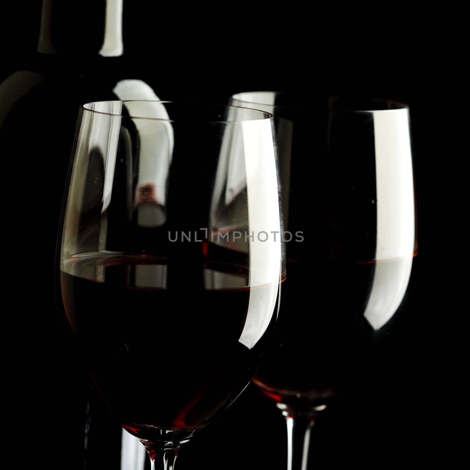 Red Wine Glass silhouette Black Background