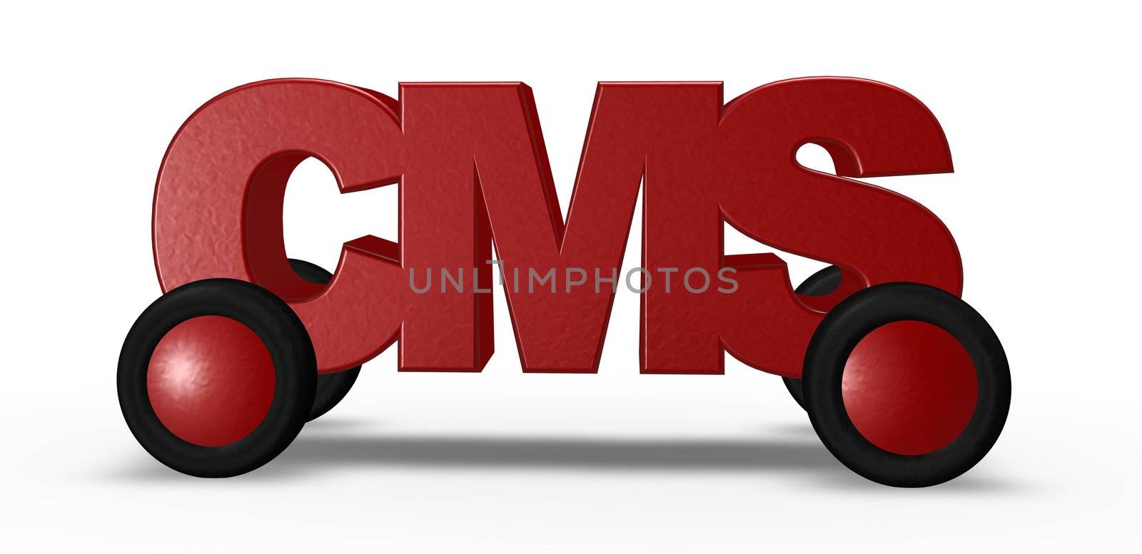 cms tag on wheels - 3d illustration