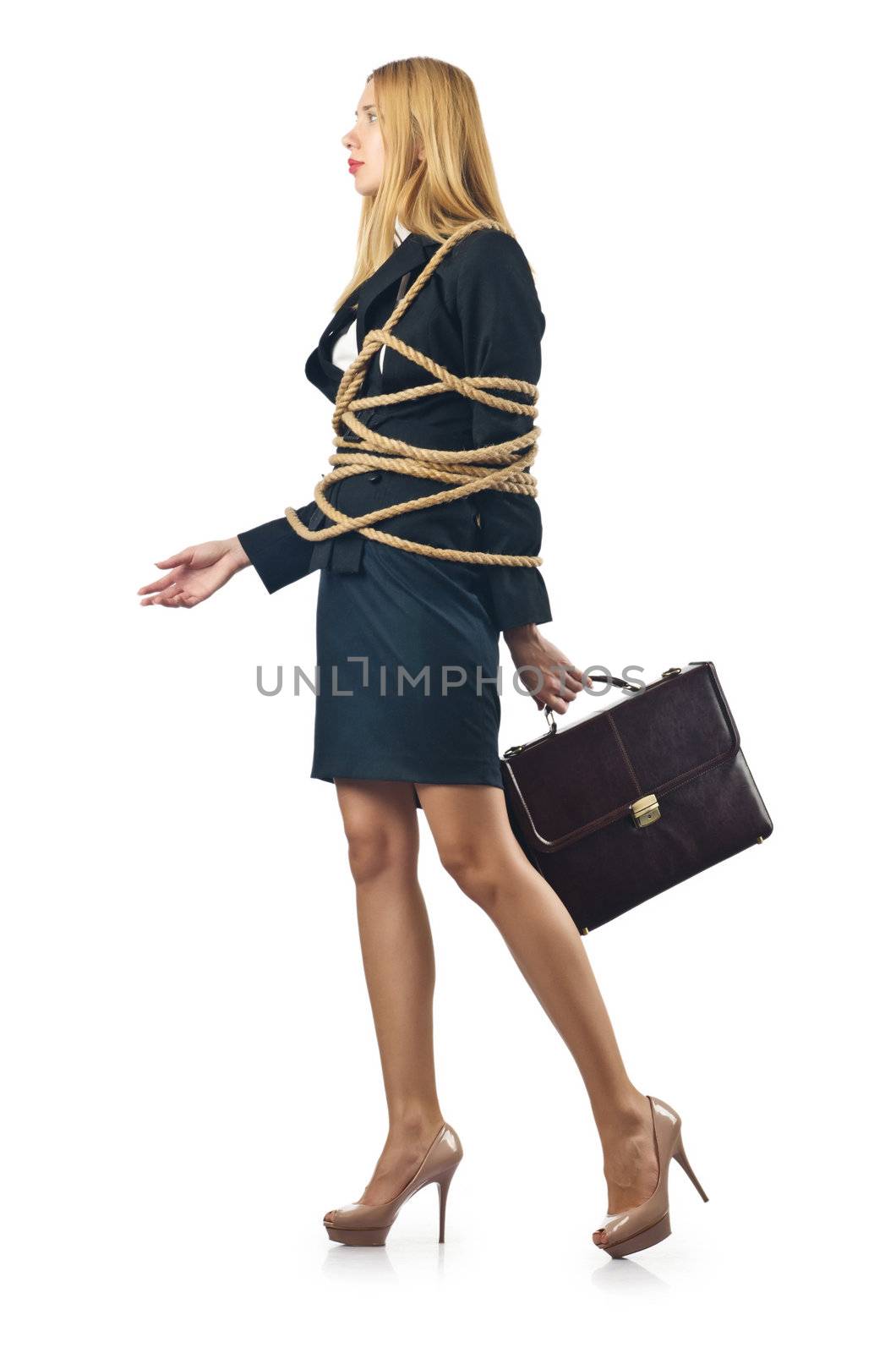 Tied woman in business concept by Elnur