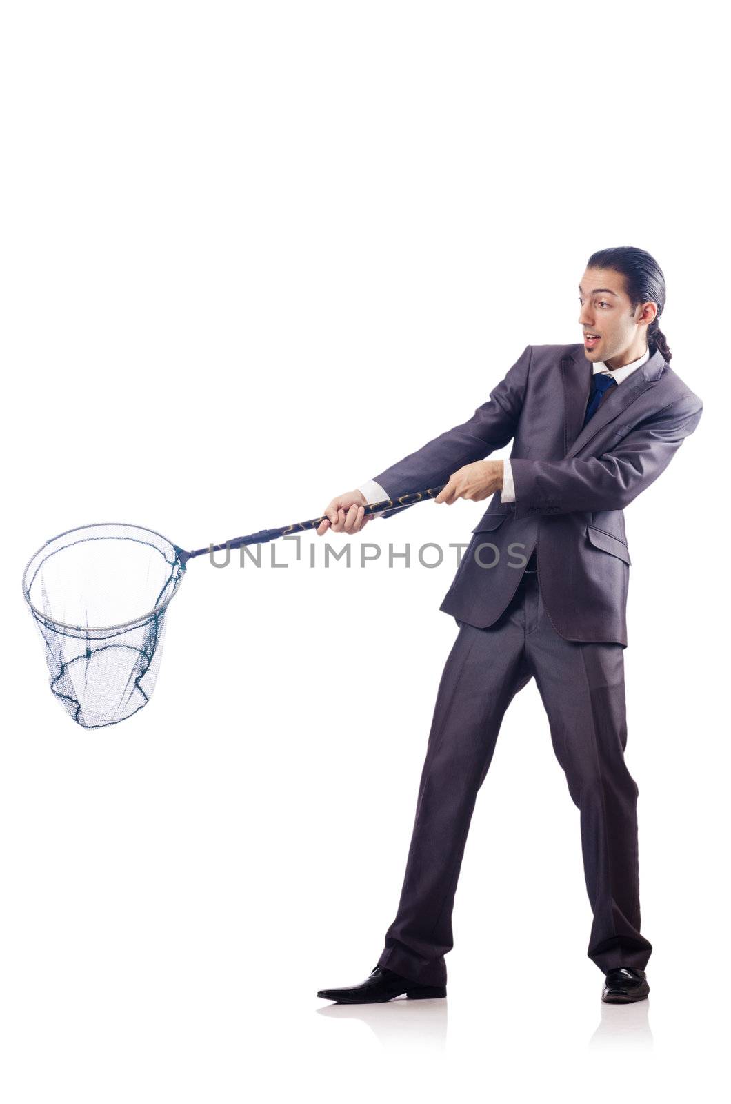 Businessman in business concept with net