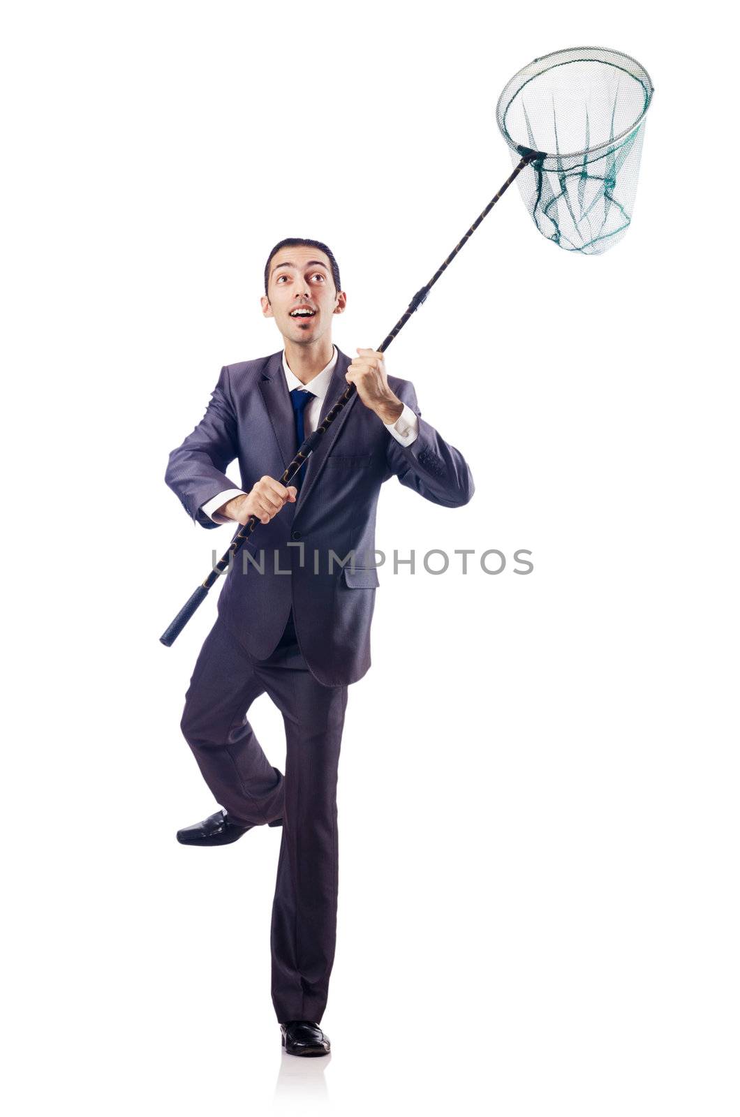 Businessman in business concept with net by Elnur