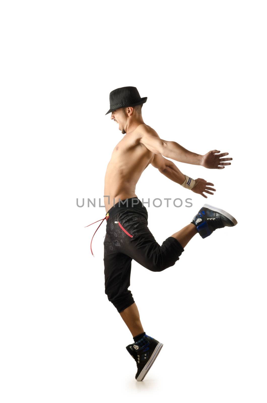 Nude dancer isolated on the white