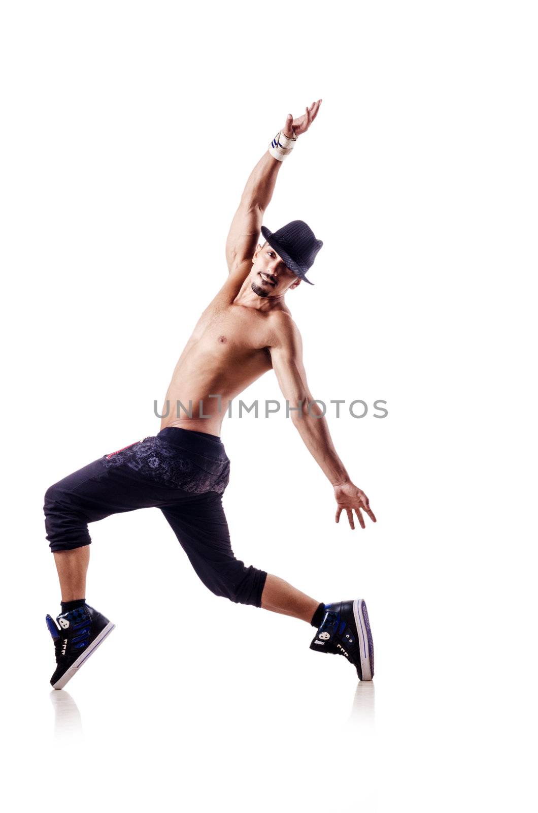 Nude dancer isolated on the white