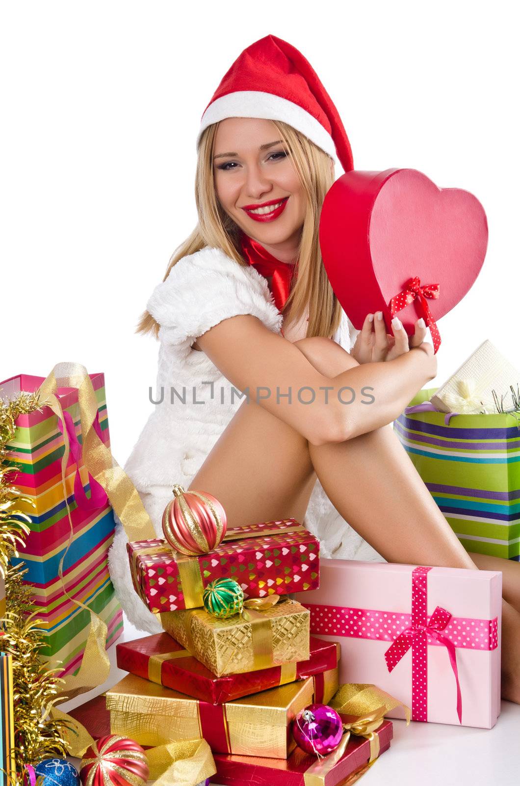 Happy woman after christmas shopping