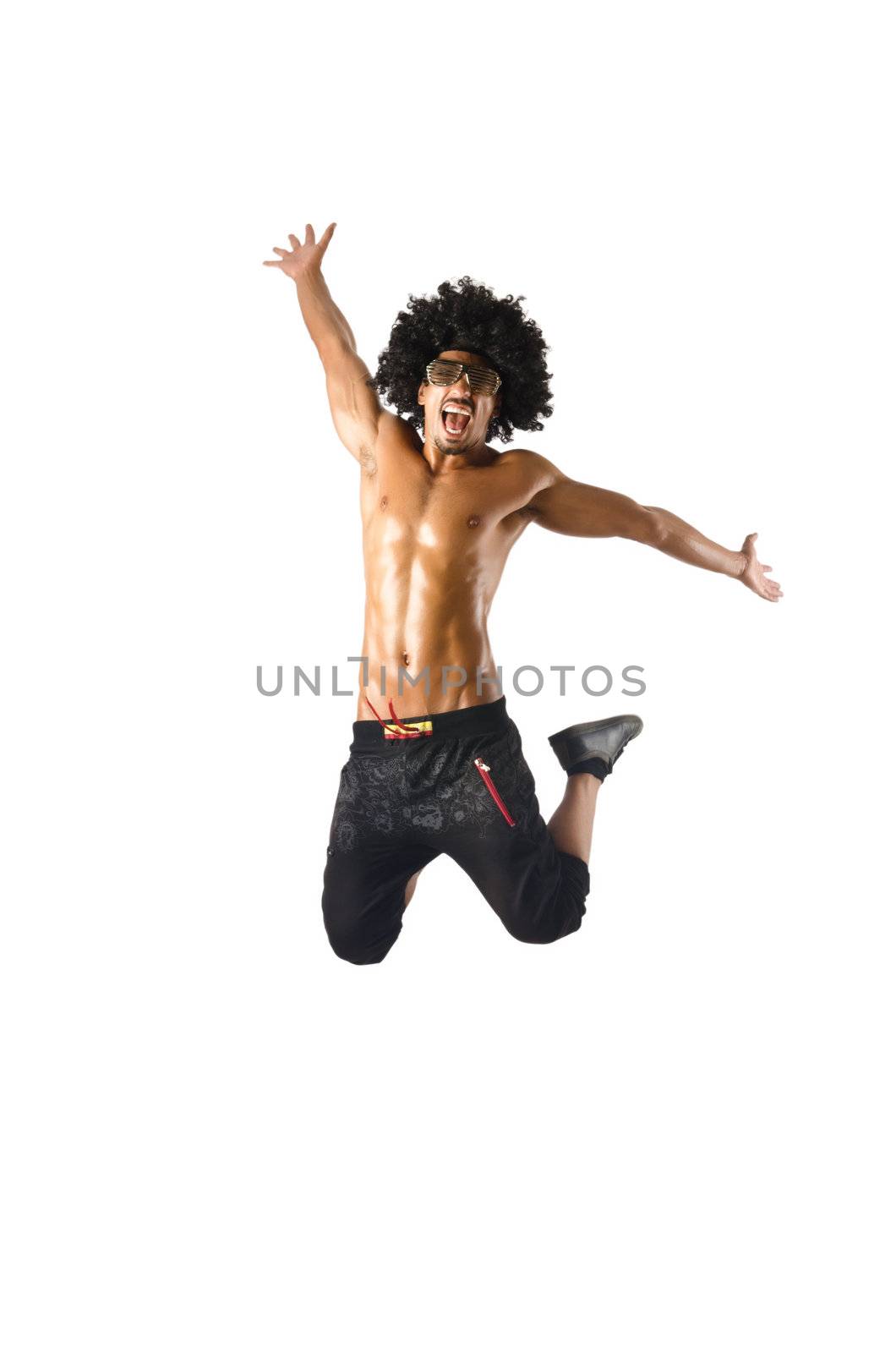 Funny dancer isolated on the white