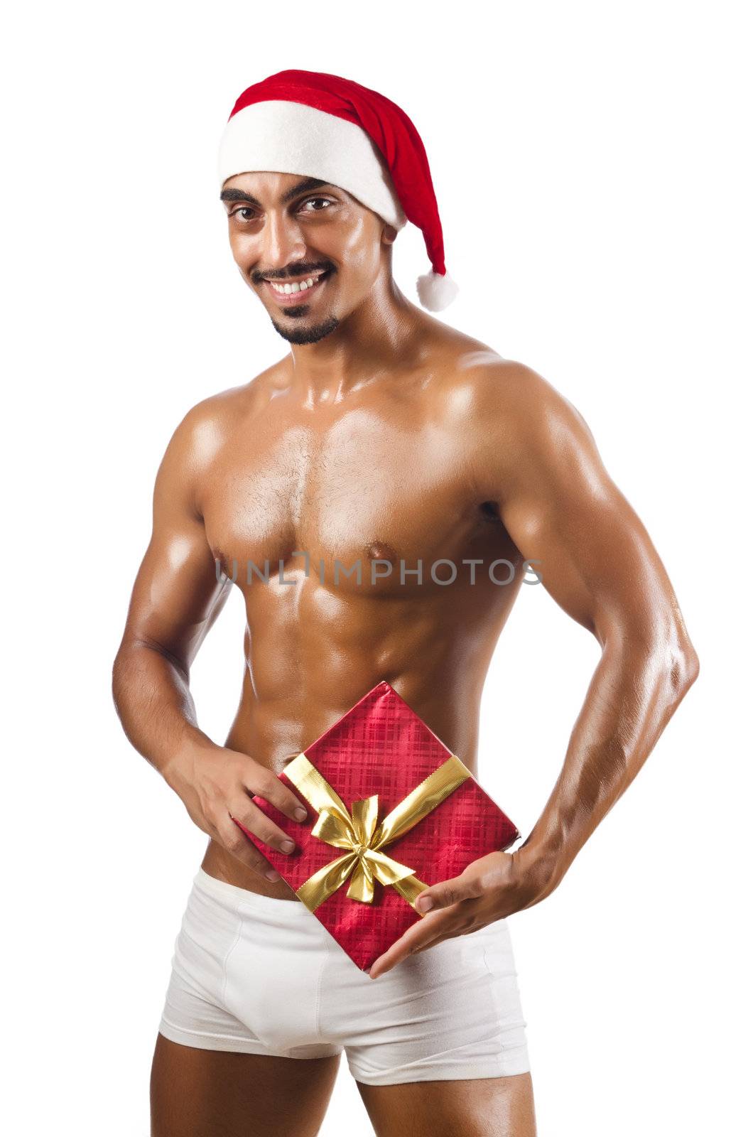 Nude Santa isolated on white