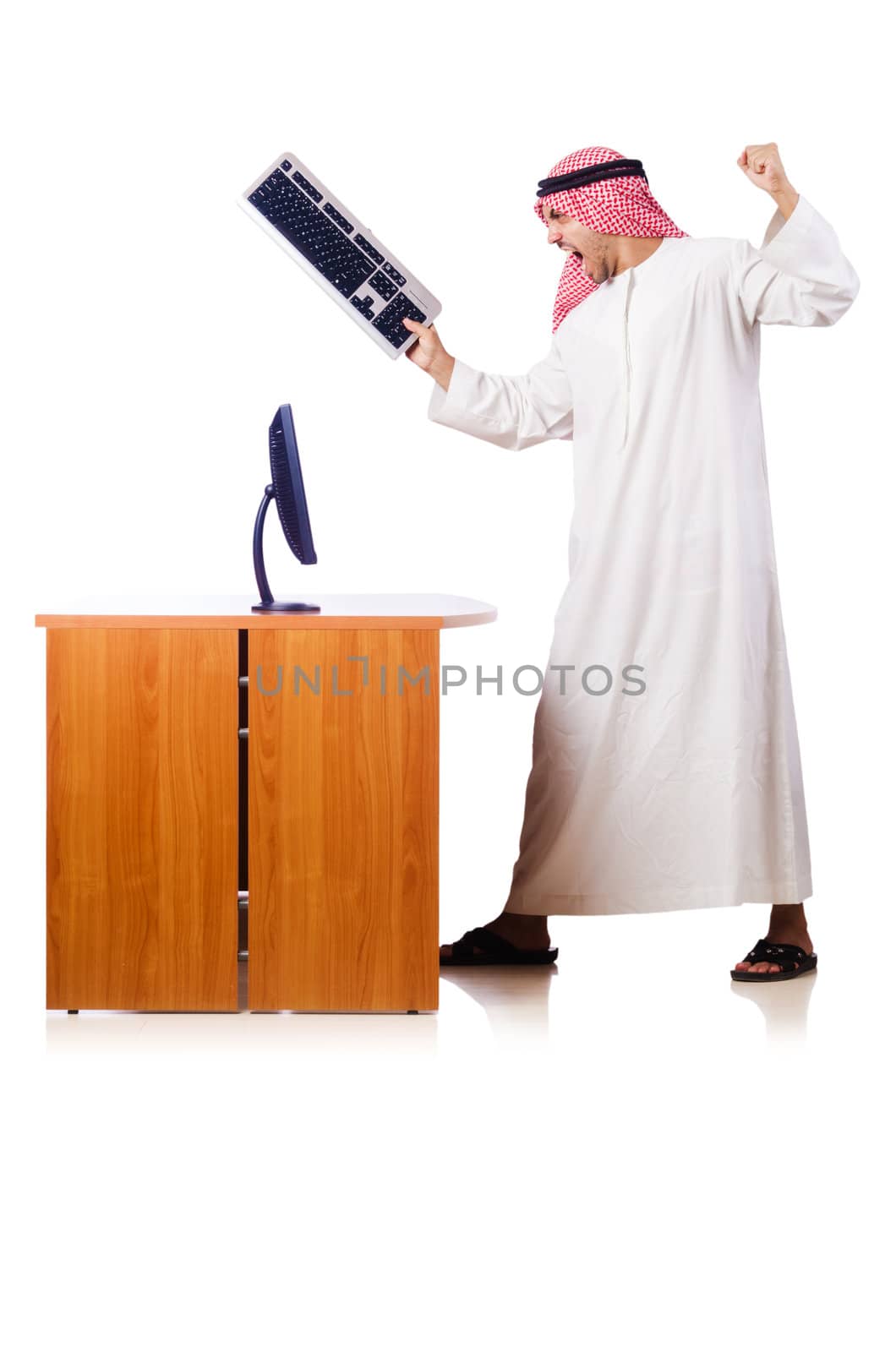 Arab businessman in business concept on white