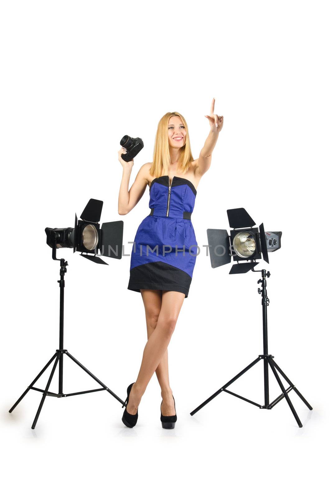 Attrative woman in photo studio