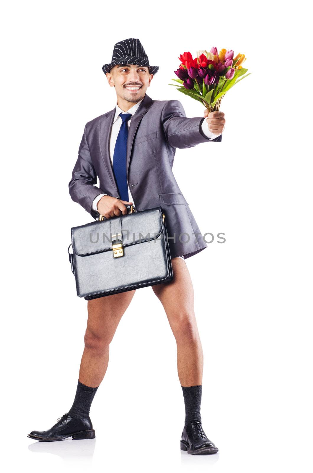 Nude businessman in business concept