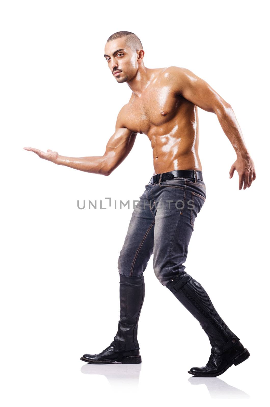 Nude man isolated on the white background