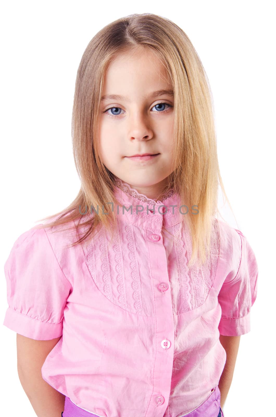 Cute little girl isolated on the white