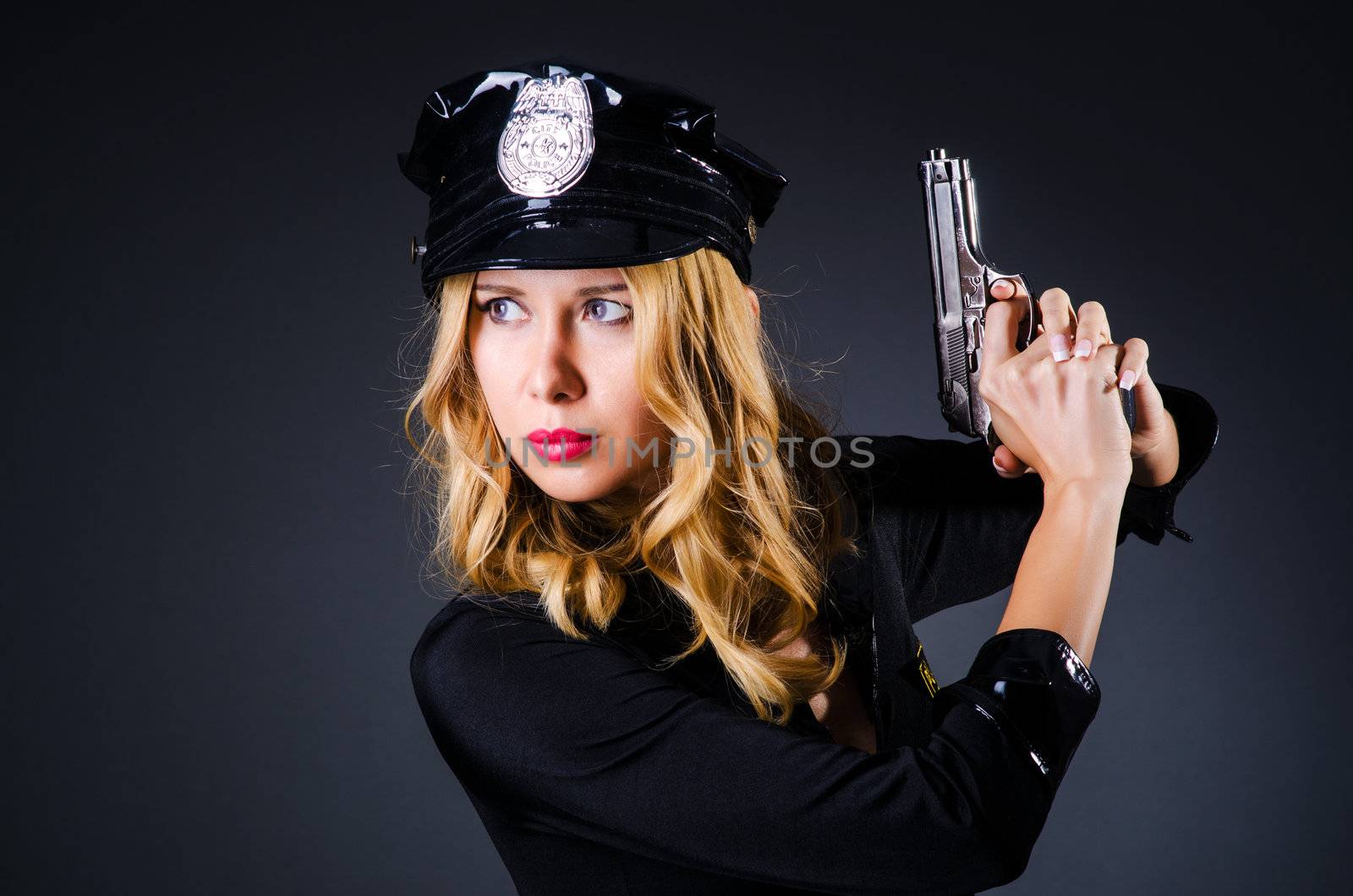 Young attractive woman police