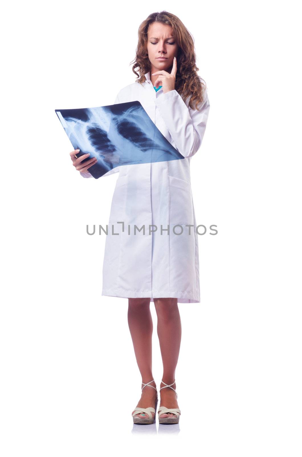 Female doctor with x-ray scan