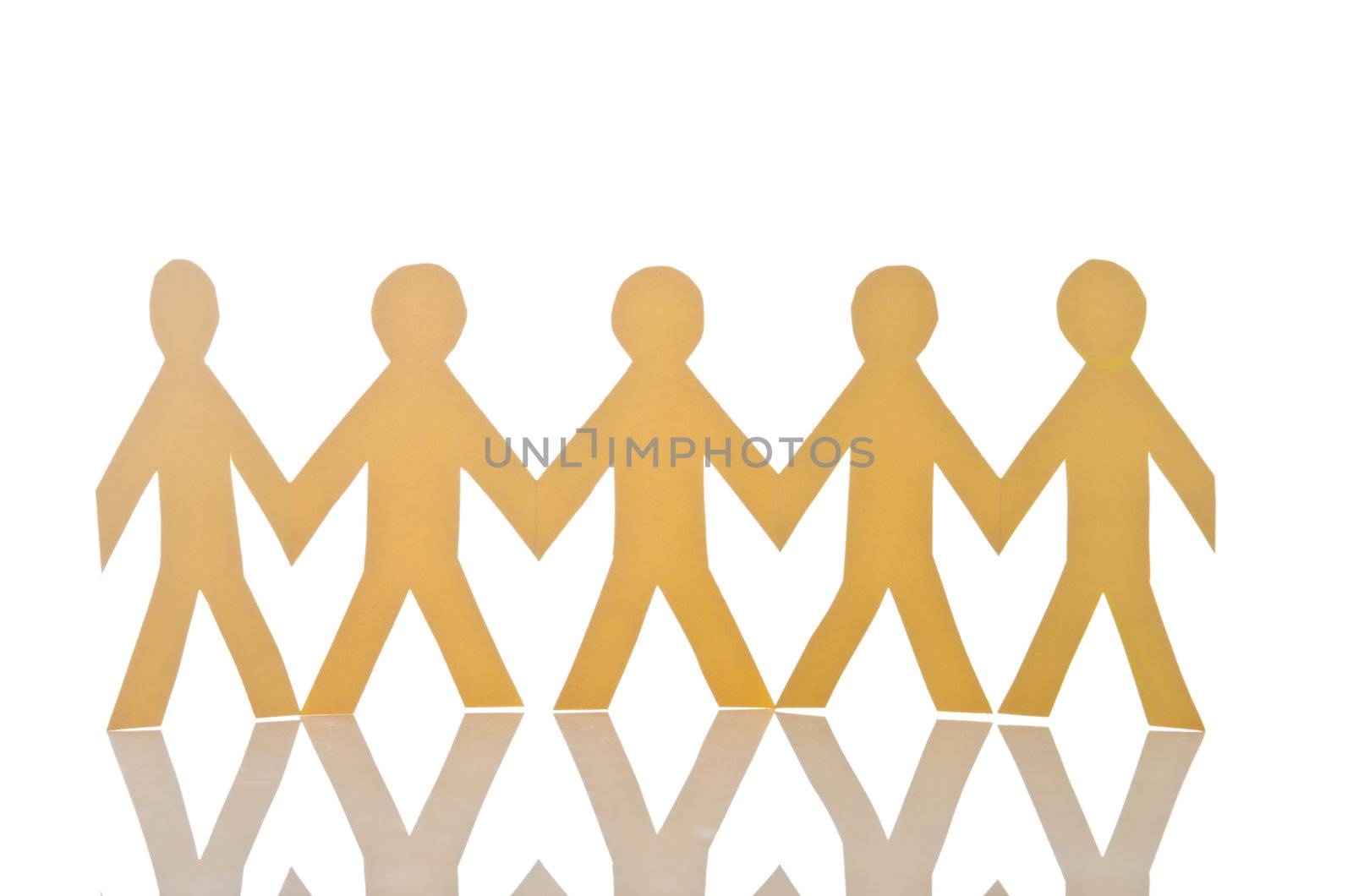 Teamwork concept with paper cut people by Elnur