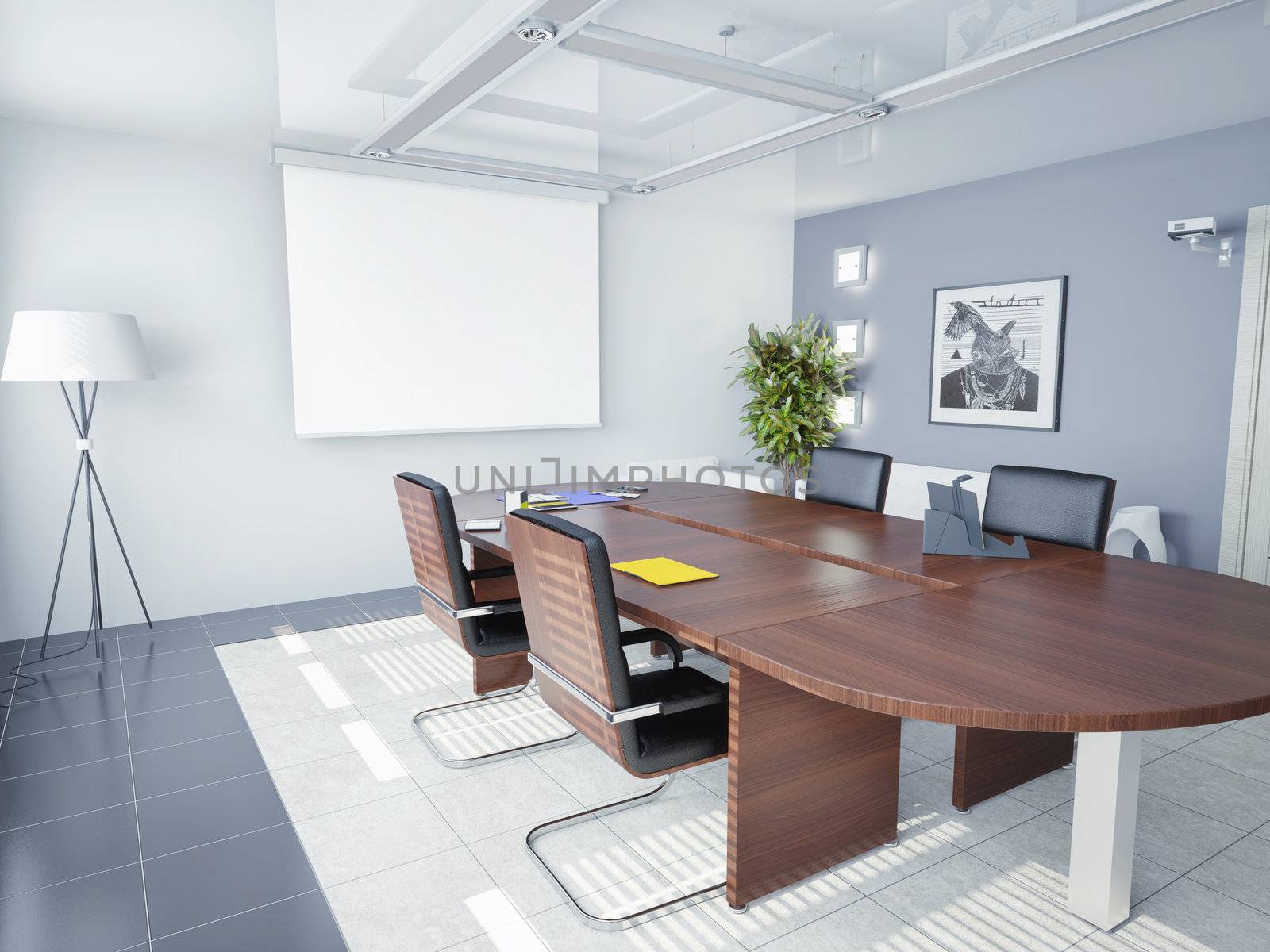 modern office interior (3D rendering)