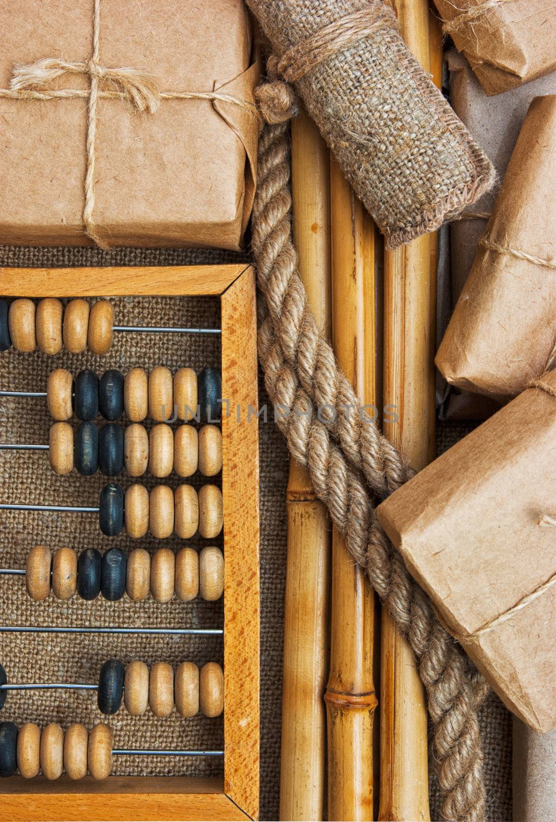 Still Life in a warehouse with  abacus in old-style