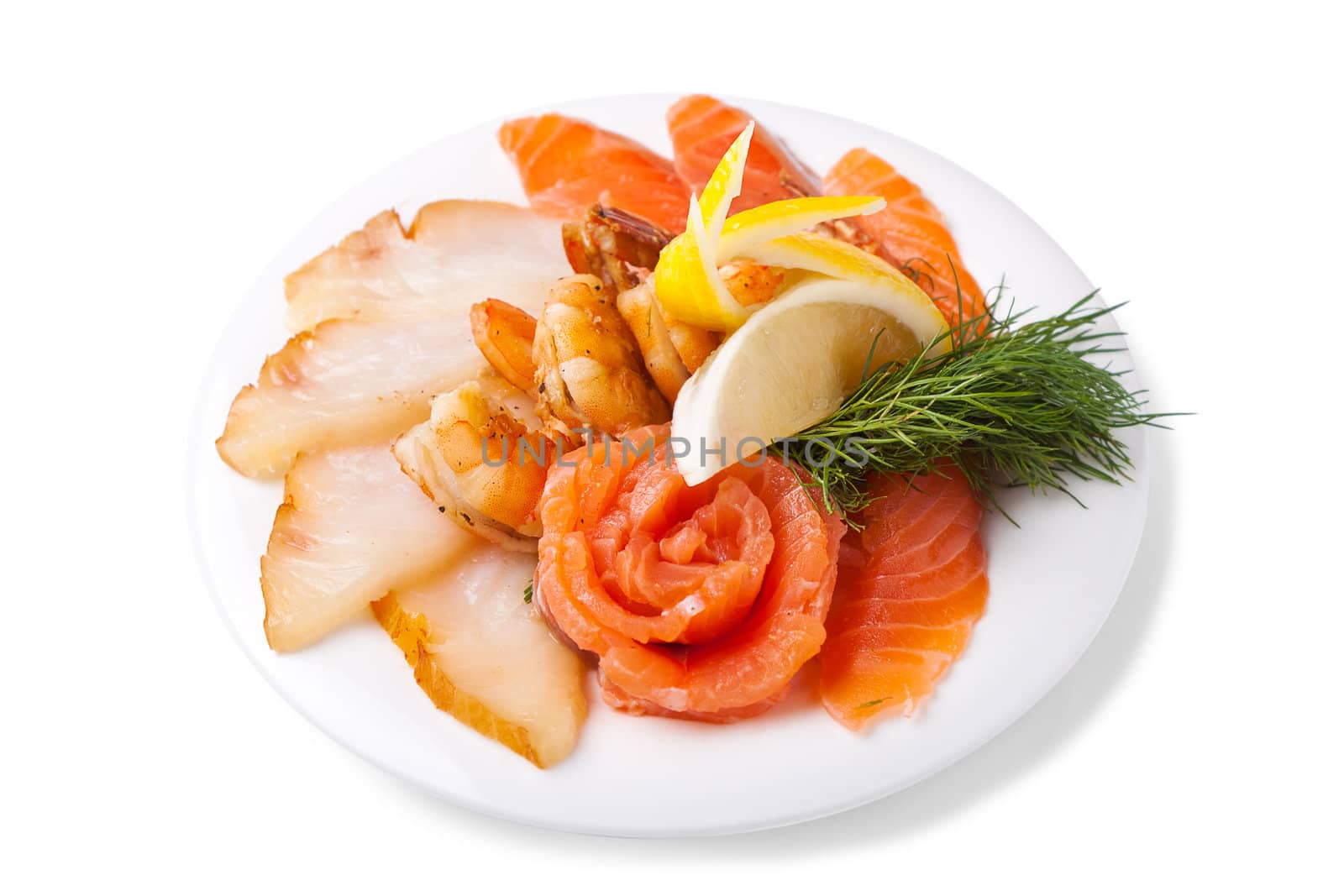 assorted fish on a white plate