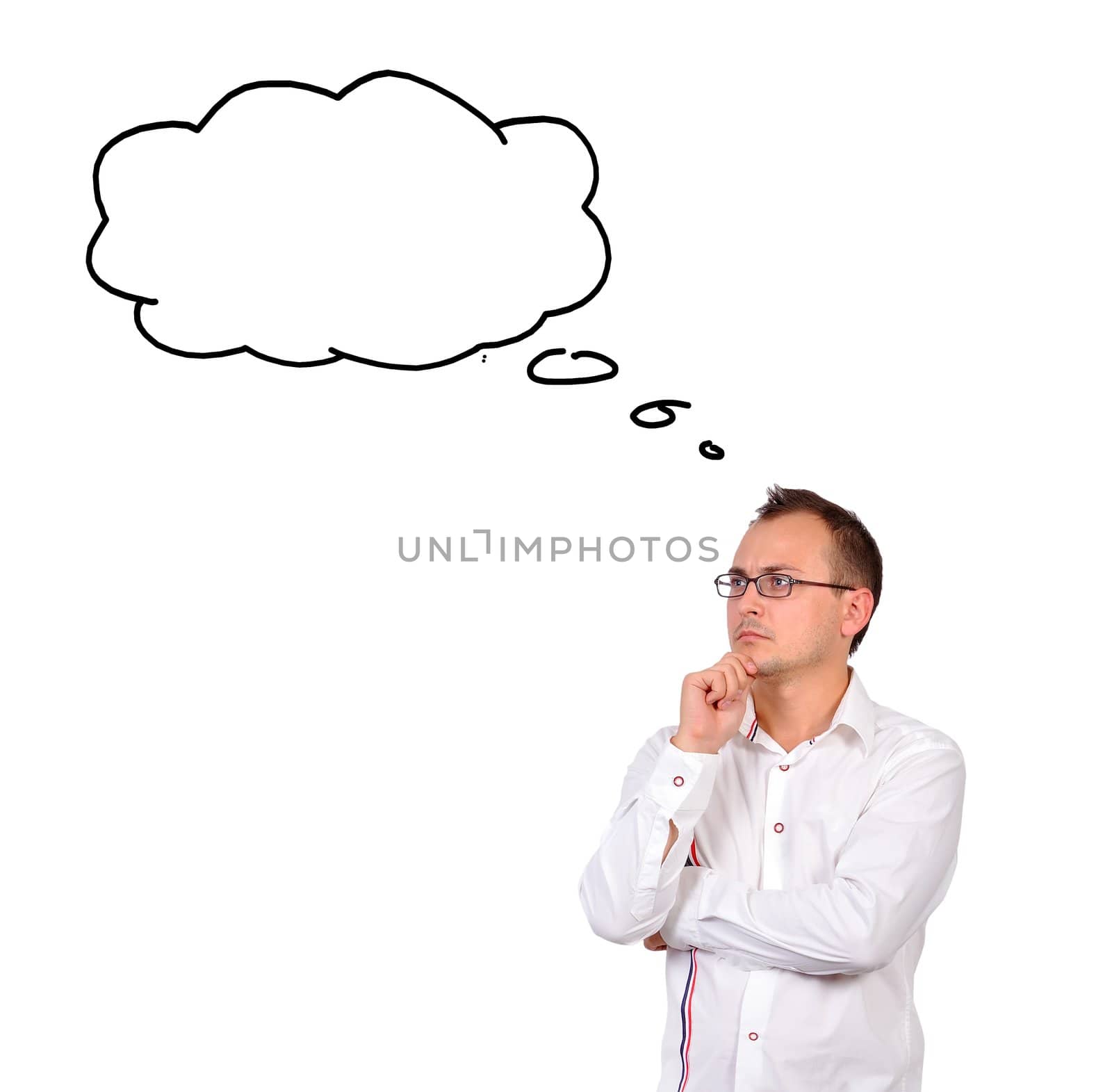 businessman dreaming on white background