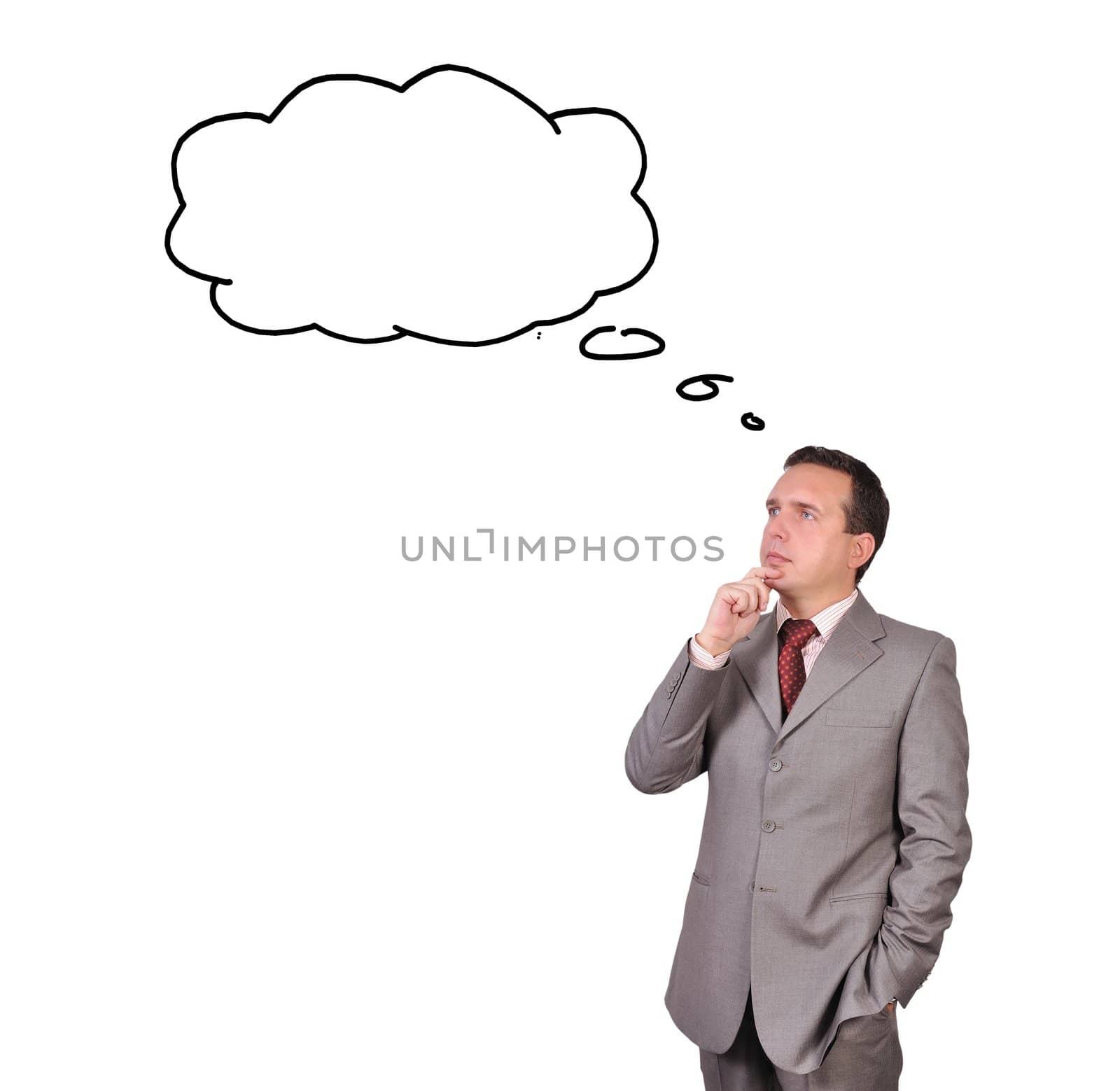 businessman dreaming on white background